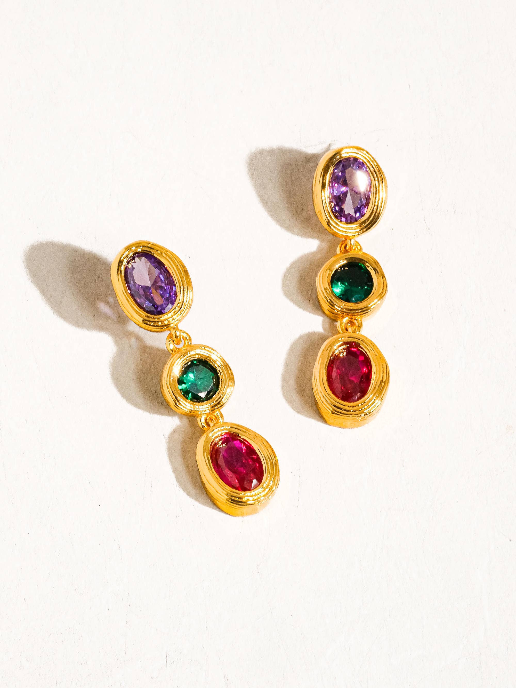 Brunwyn 18K Gold Multi Stone CZ Drop Earring