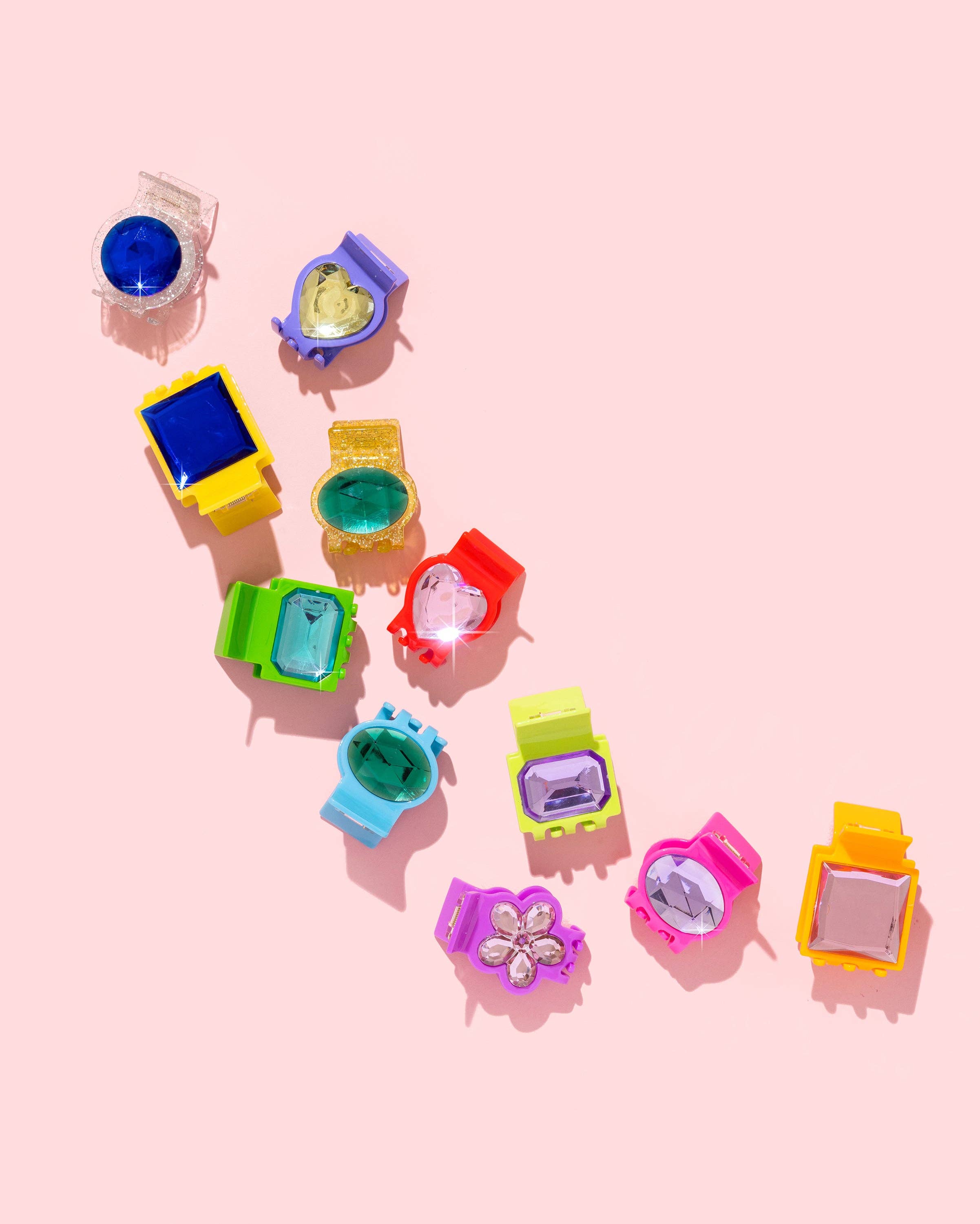 Claw Hair Clip - Small - Purple w/ Pink Flower Gemstones