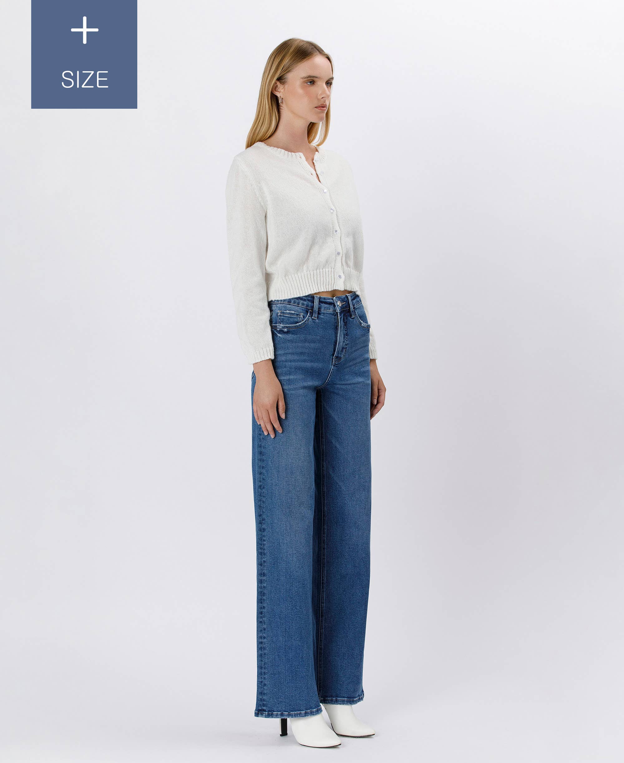 Super High Rise Stretch 90's Wide Leg Jeans (Plus)