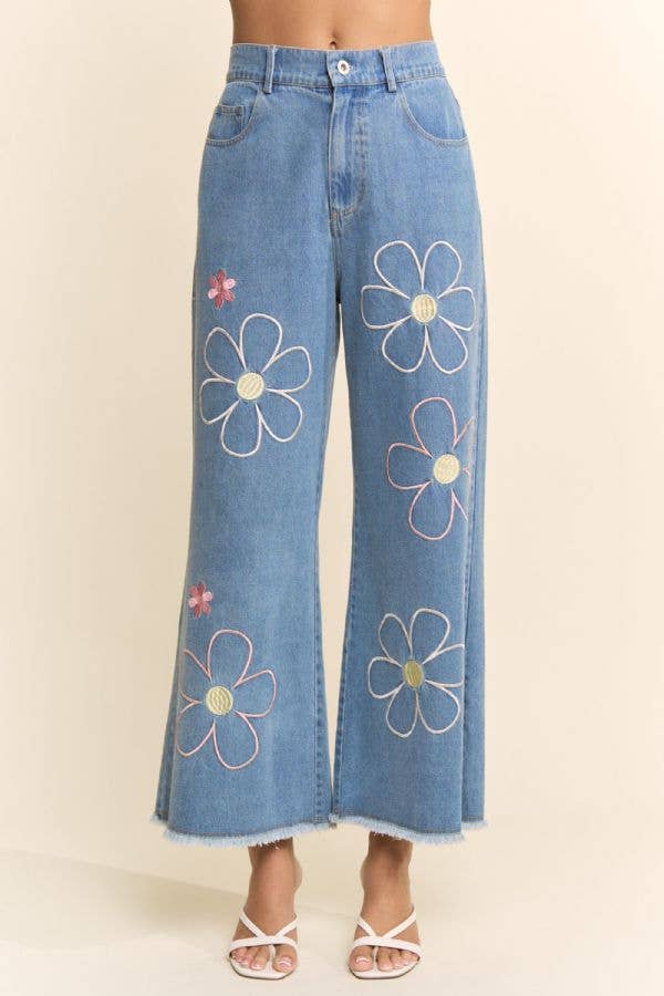 Flower Embroidered Jeans