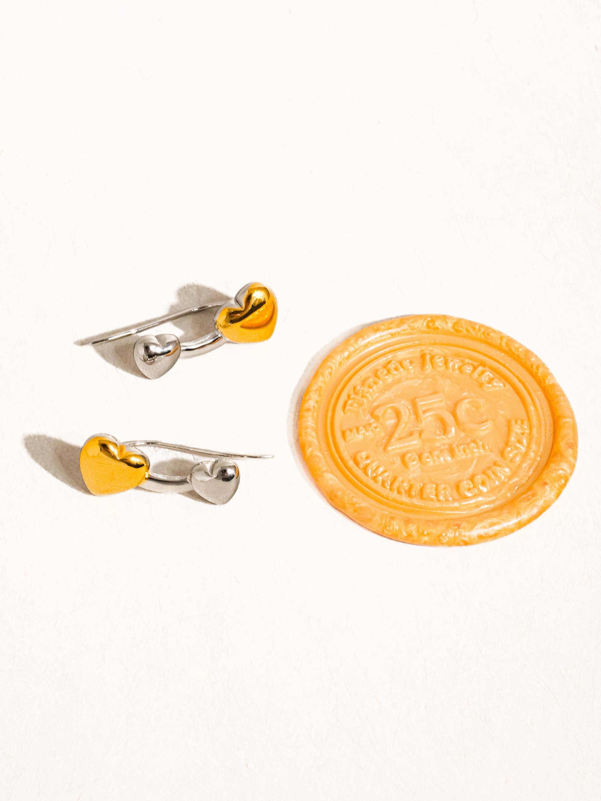 Corinne 18K Gold Non-Tarnish Two Tone Heart Stud