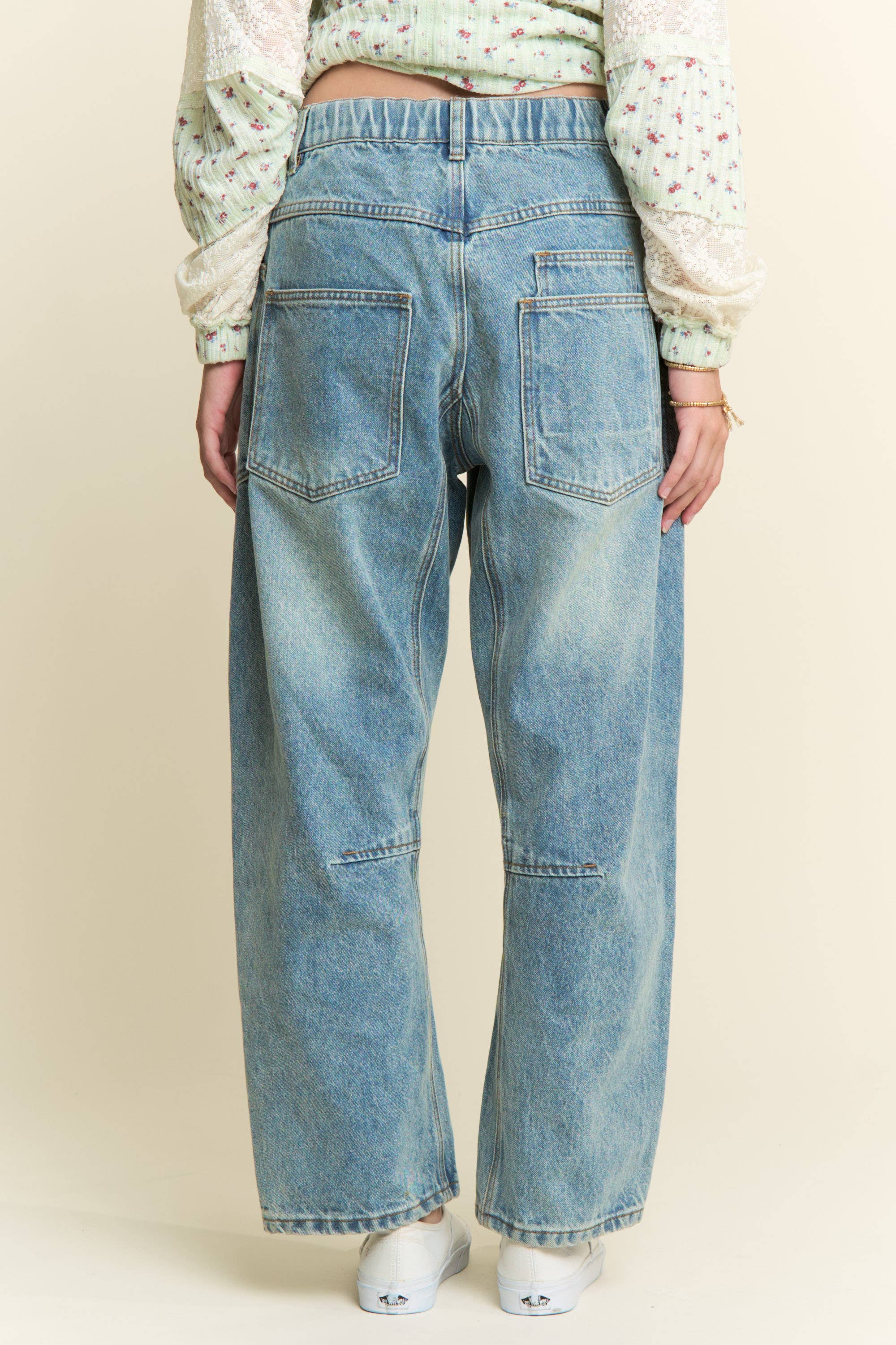 Light Wash Spring Patchwork Jeans