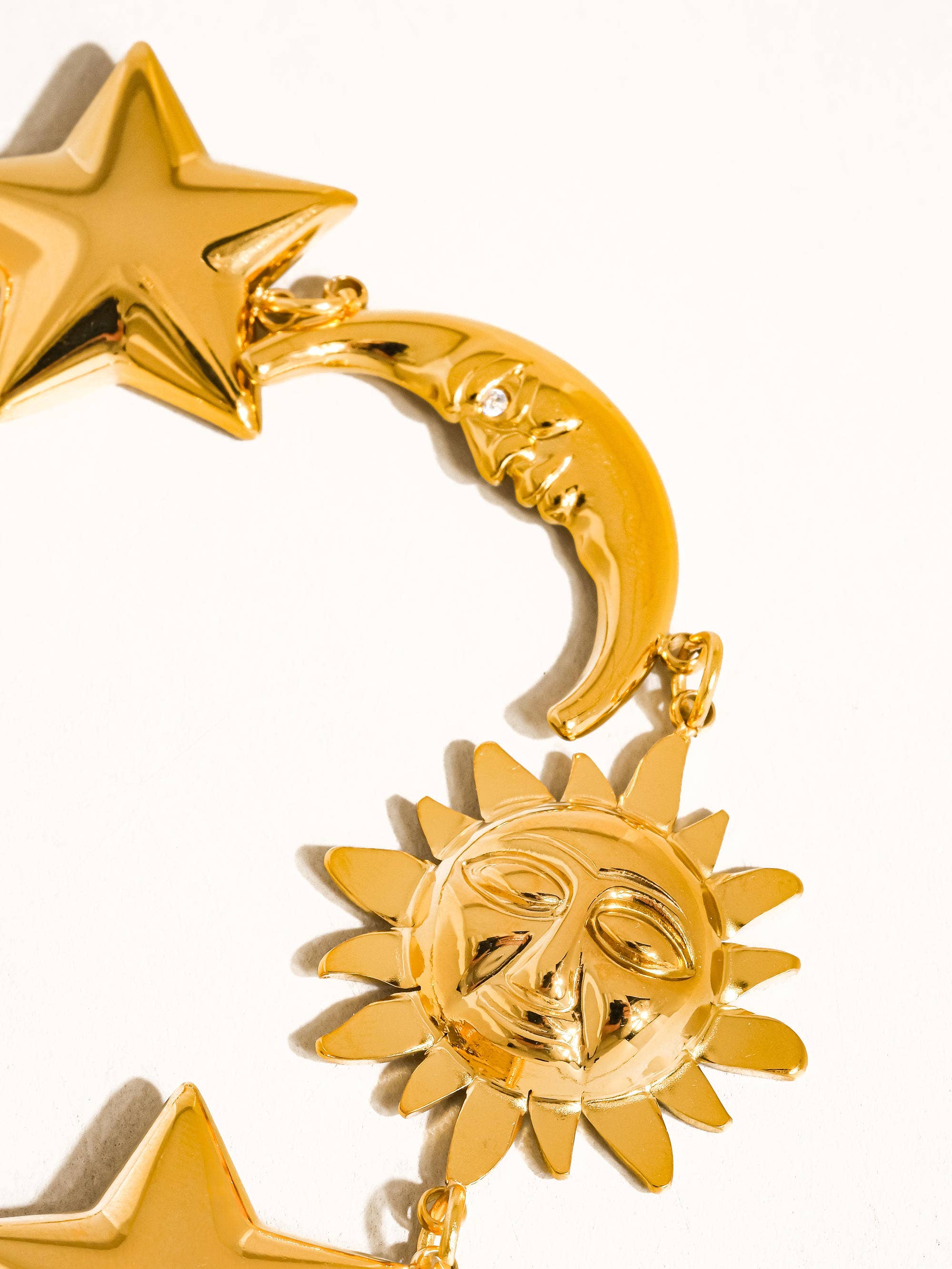 Goldie 18K Gold Non-Tarnish Bold Star and Moon Bracelet