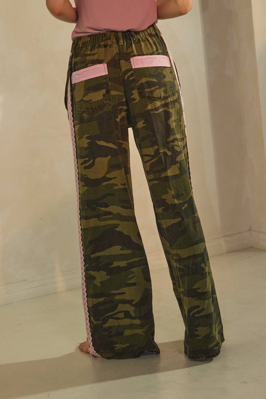 Plus Washed Camo Printed Cotton Pants