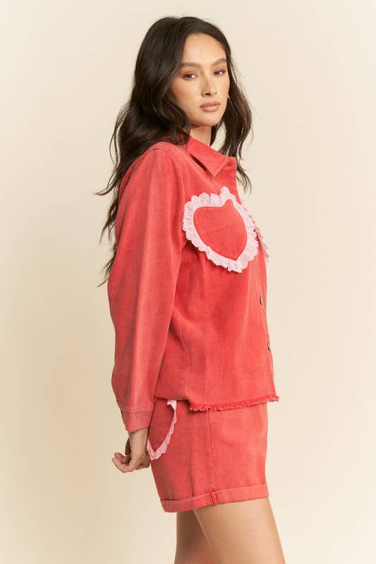 Heart Pocket Elastic Waist Shorts (Plus)