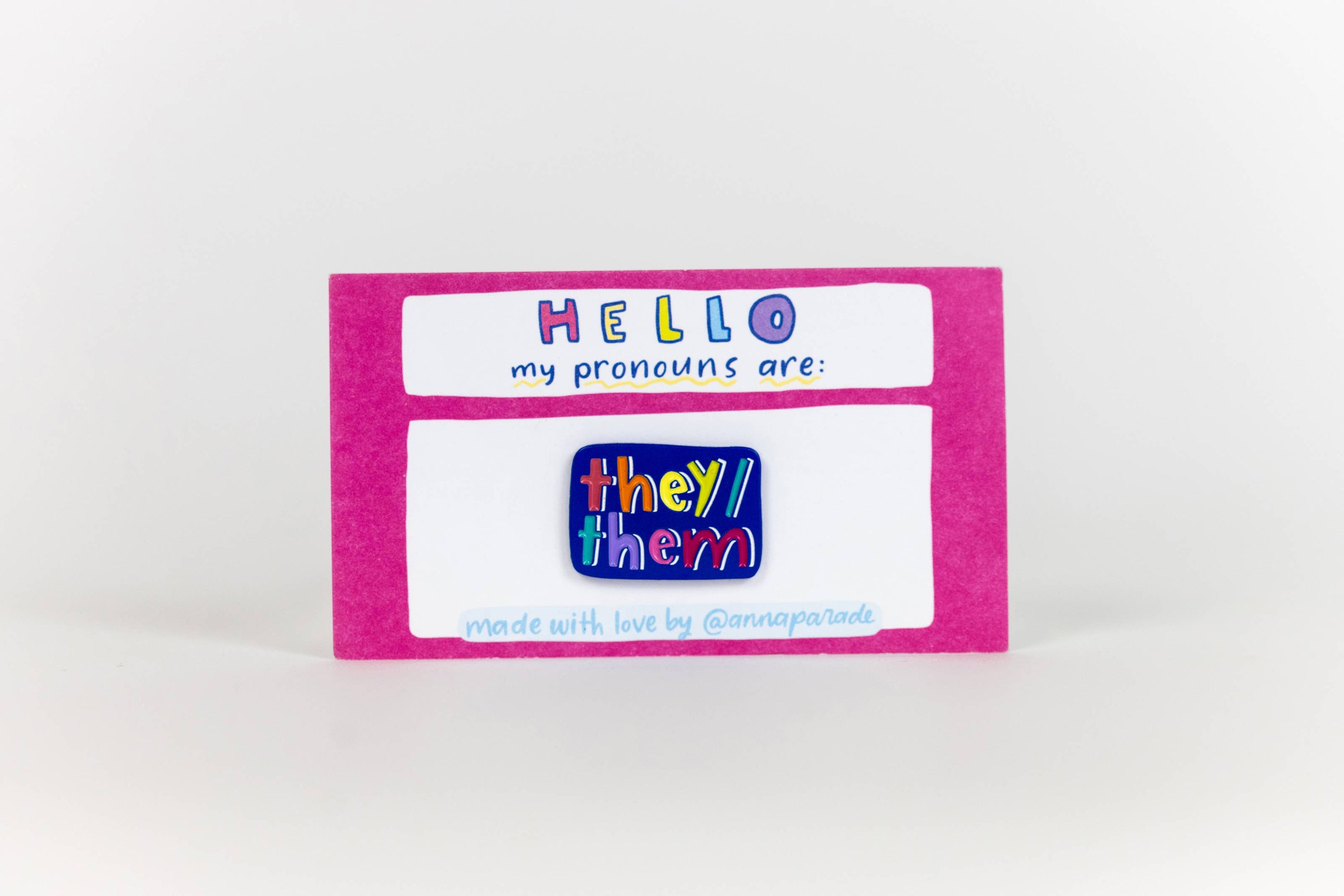 Blue & Rainbow 1-inch pronoun pins!