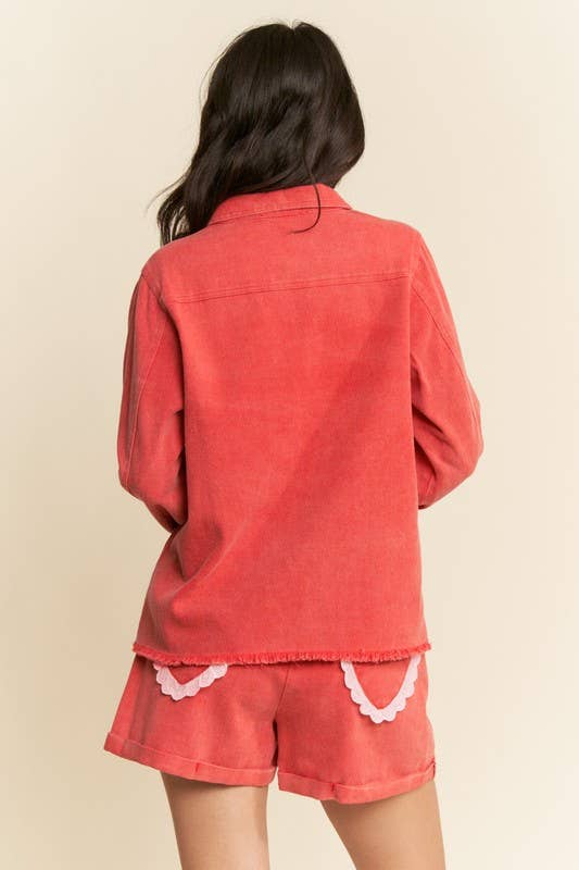 Heart Pocket Elastic Waist Shorts (Plus)