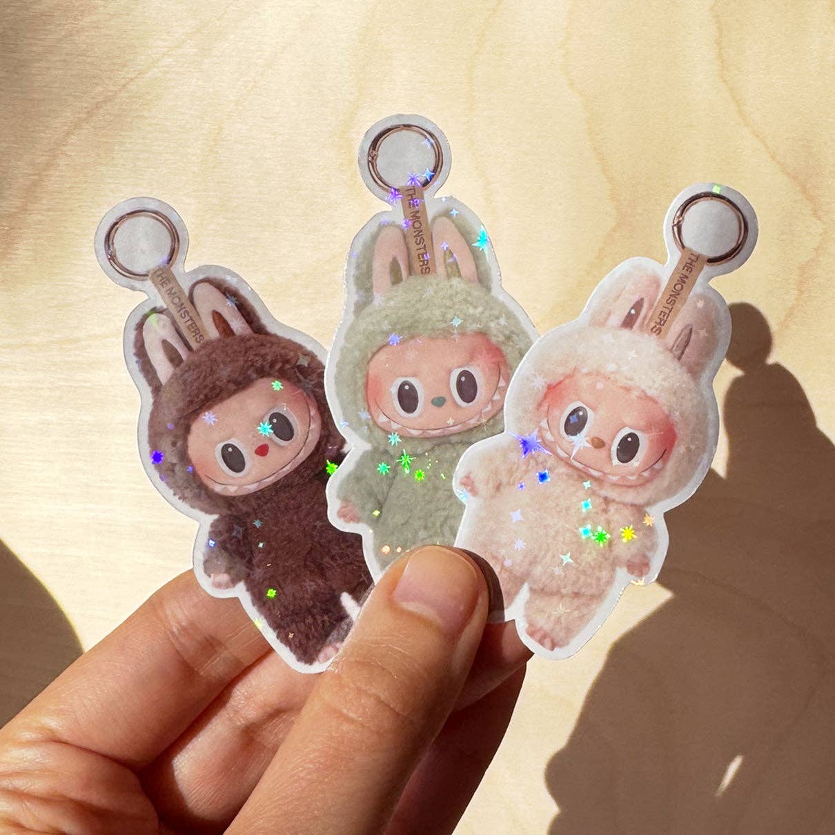 Labubu Macaron Sparkly Stickers - 3 Colors To Choose