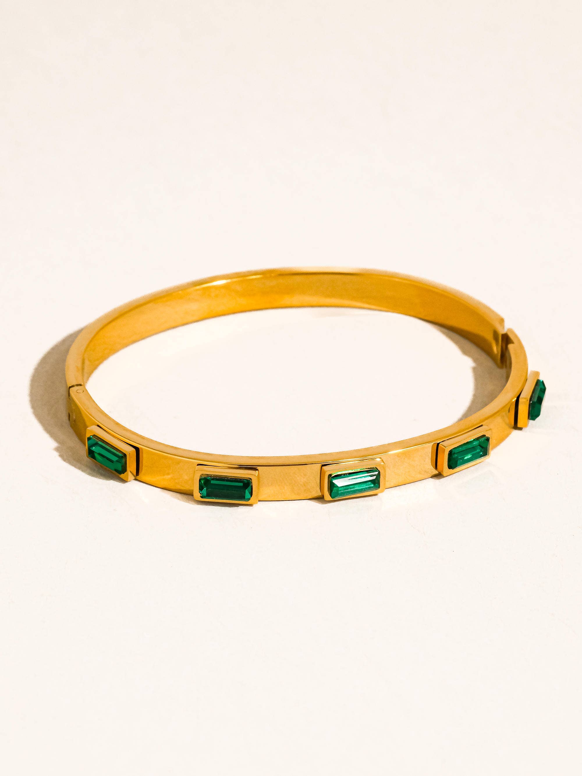 Tanith 18K Gold Non-Tarnish Baguette CZ Bangle Bracelet