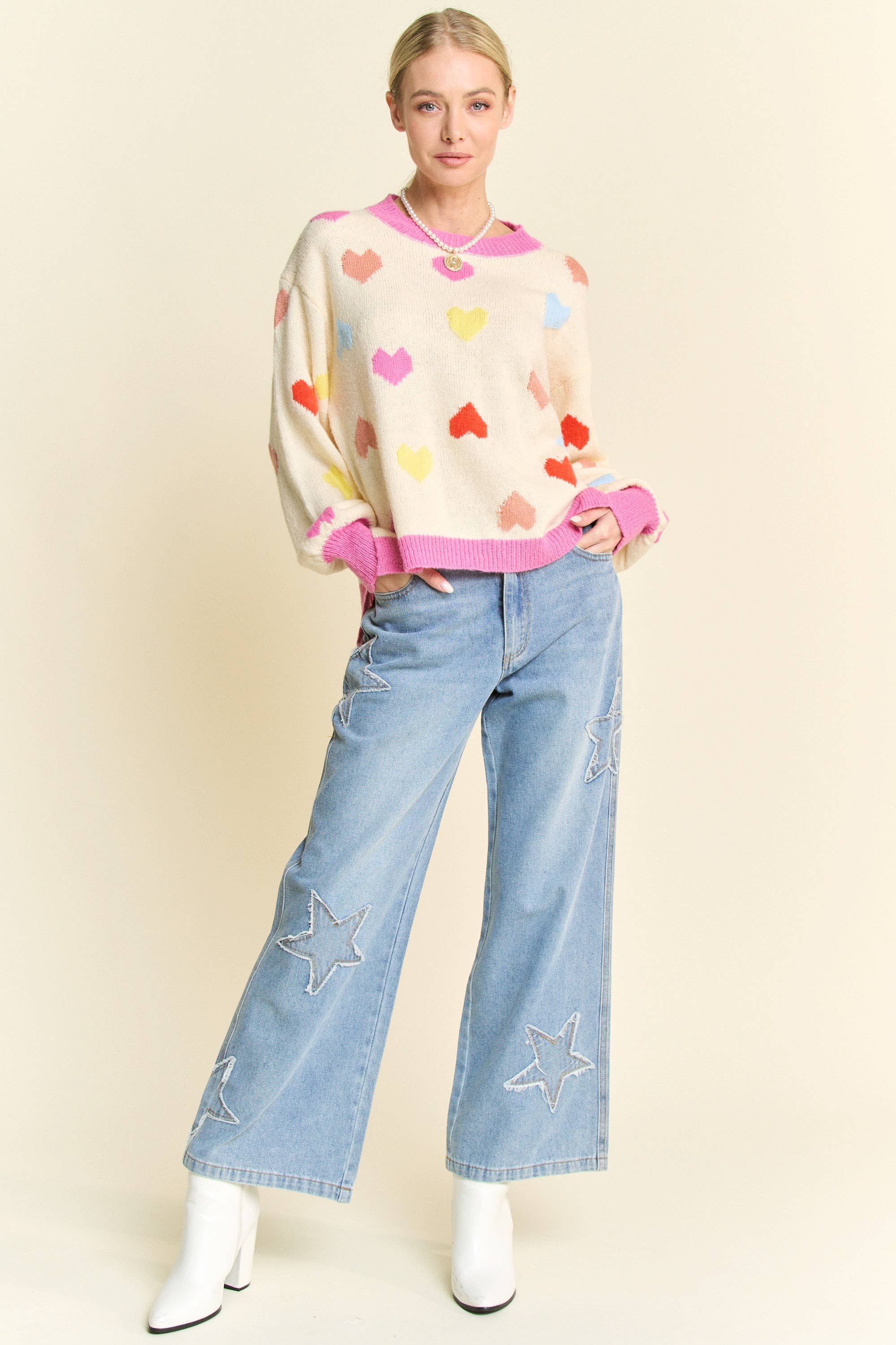 Star Patch Wide Leg Jeans