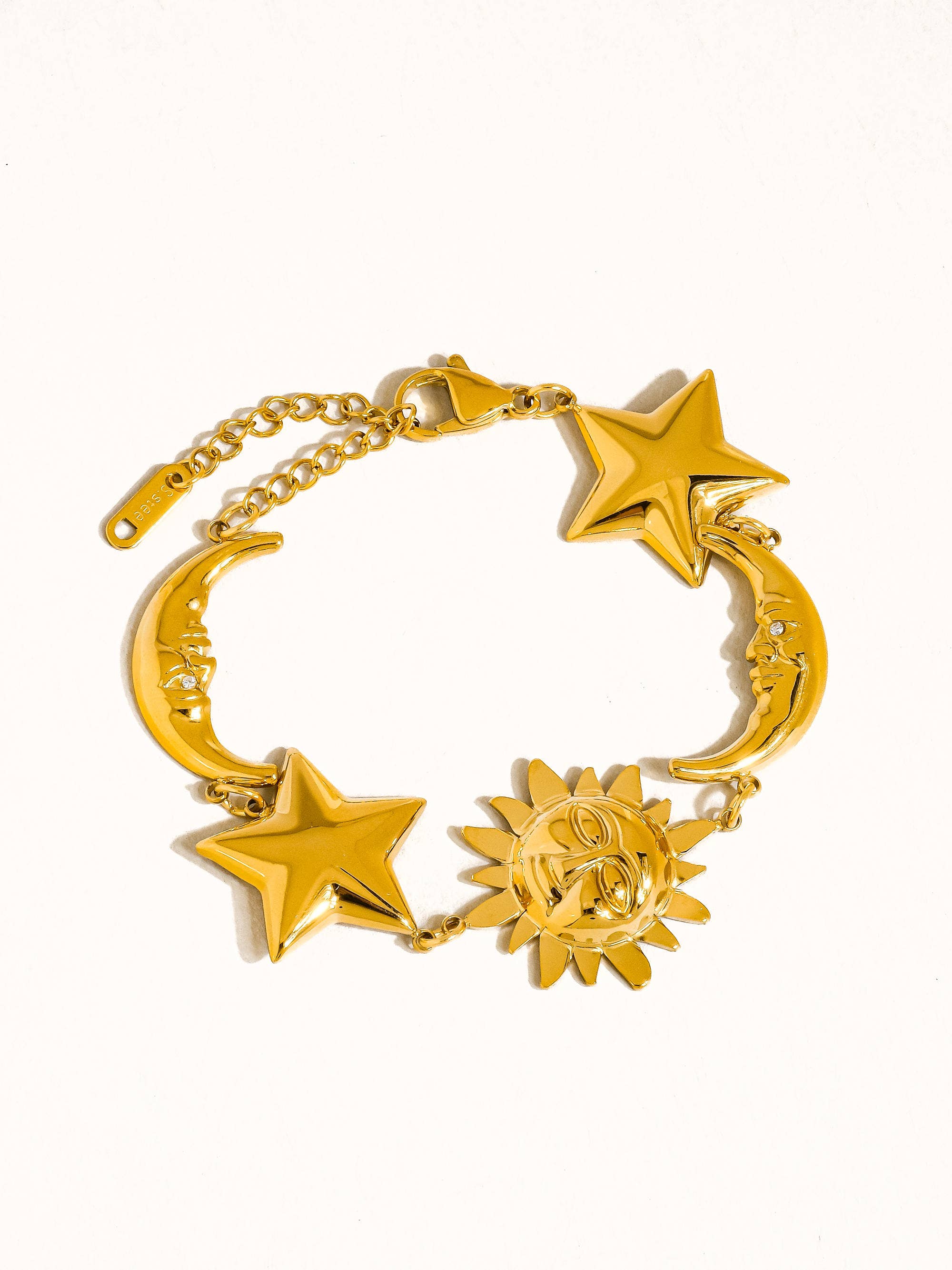 Goldie 18K Gold Non-Tarnish Bold Star and Moon Bracelet