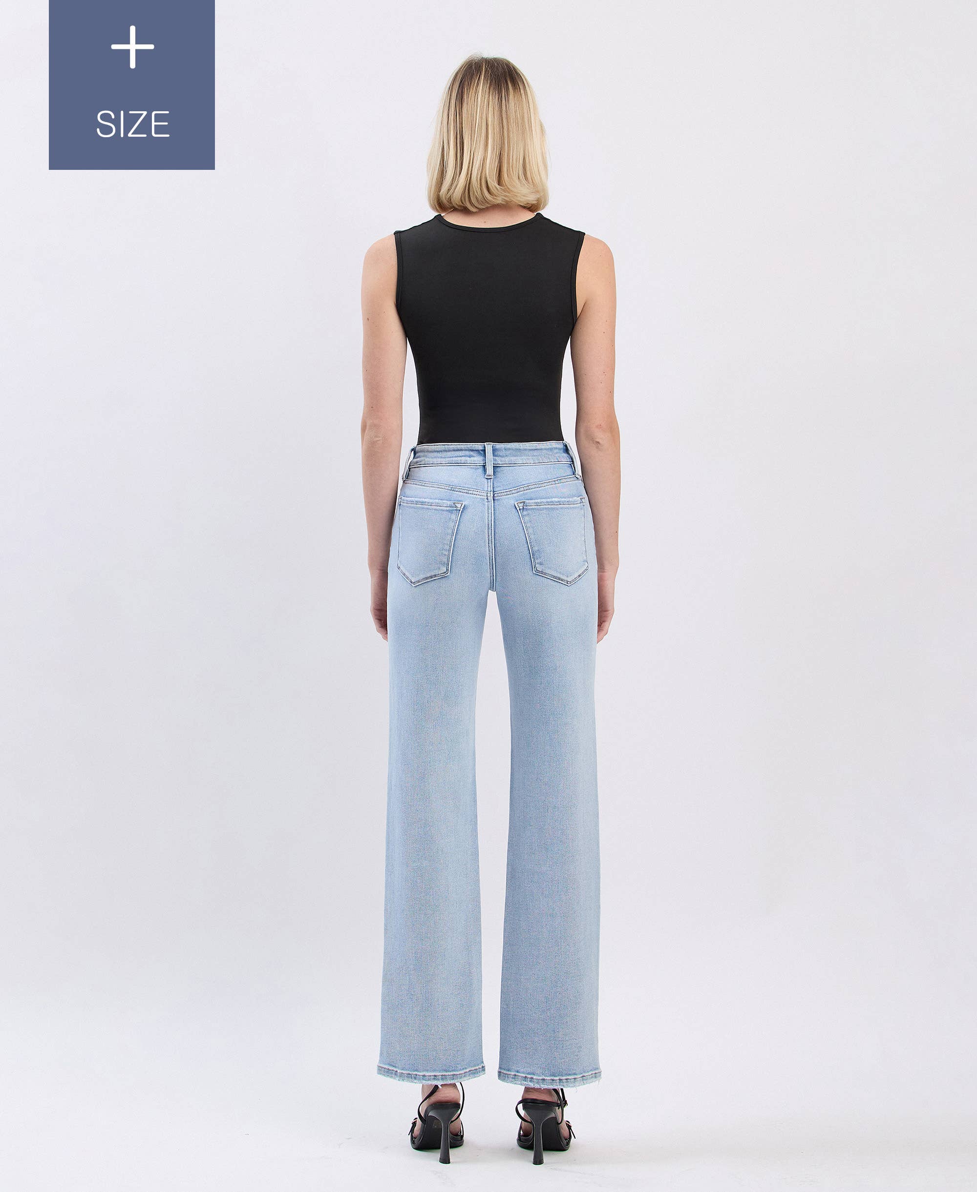 High Rise Stretch Light Wash Slim Wide Legs Jeans (Plus)