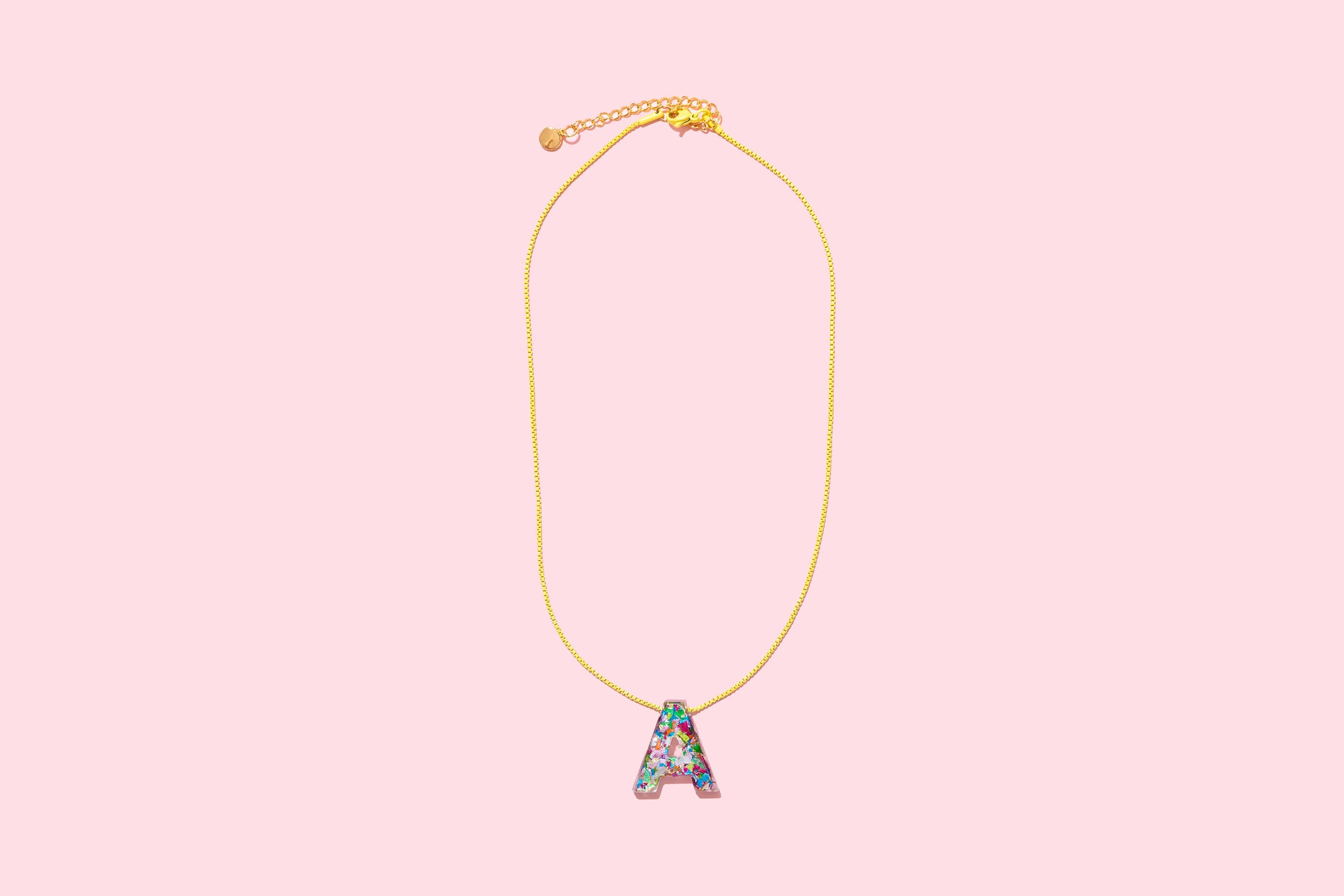 Rainbow Confetti Initial Necklace