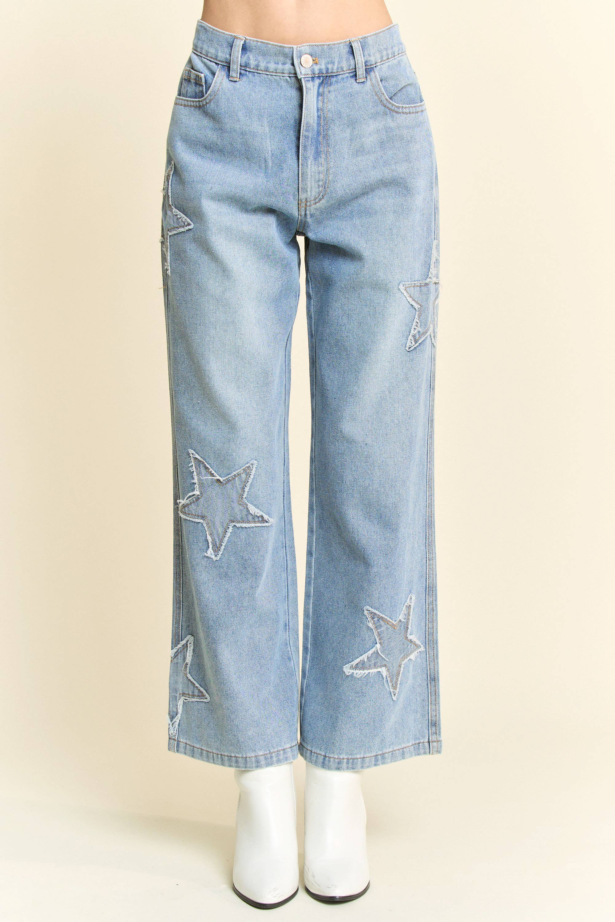 Star Patch Wide Leg Jeans