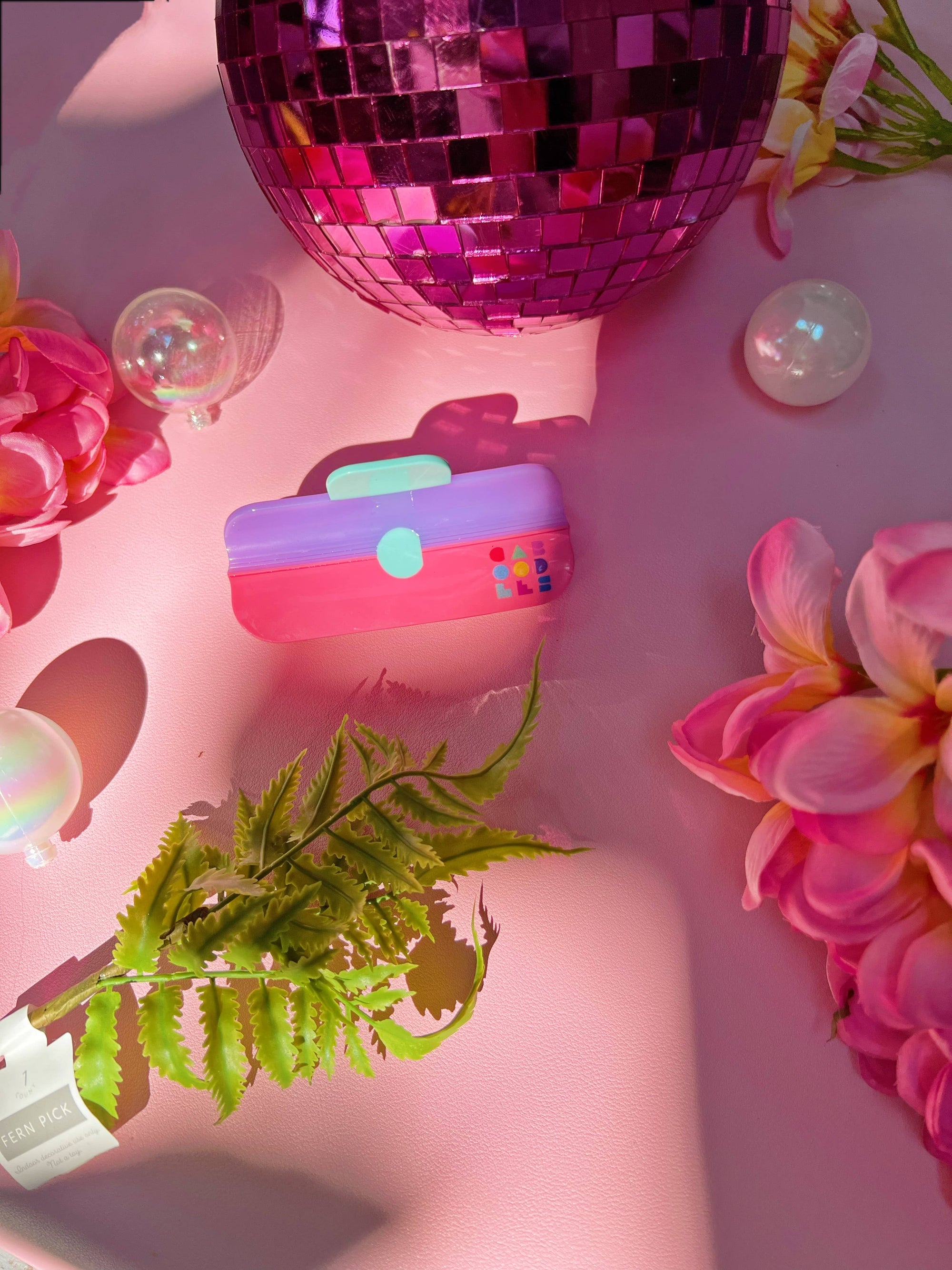 90s Make-up case Pink and Purple Hair Claw | Acetate Clip
