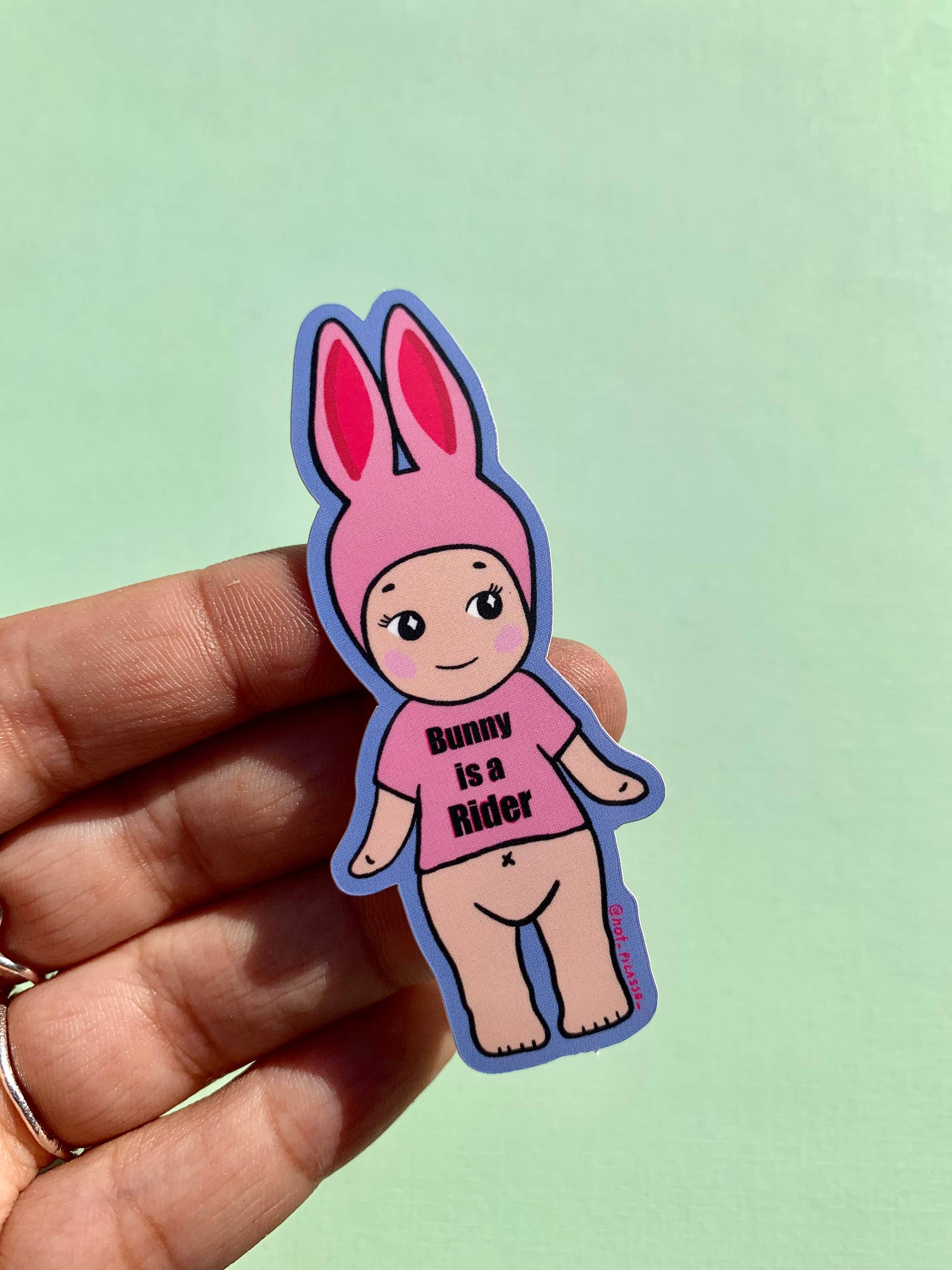 Bunny is a Rider Kewpie Sticker 