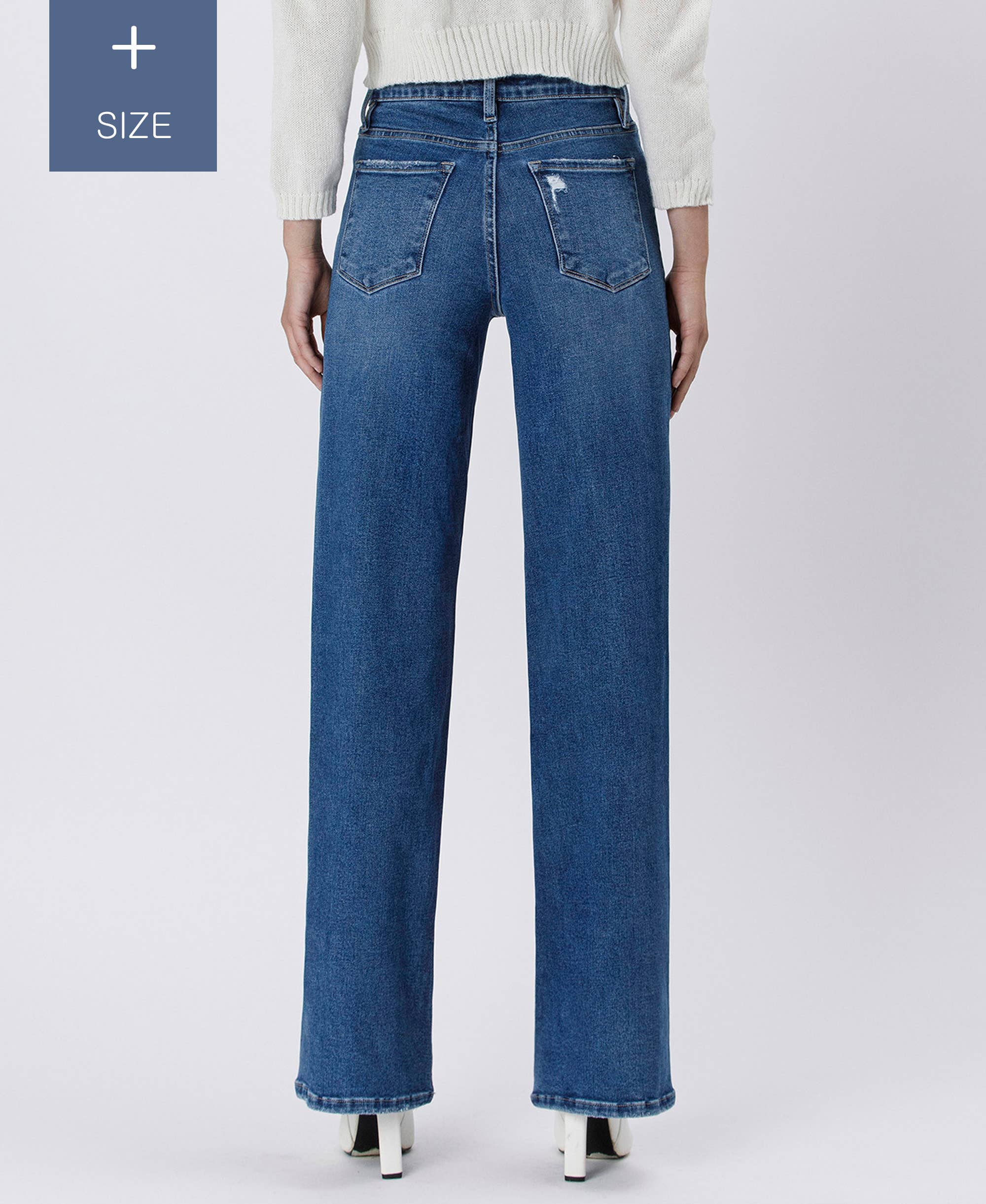 Super High Rise Stretch 90's Wide Leg Jeans (Plus)