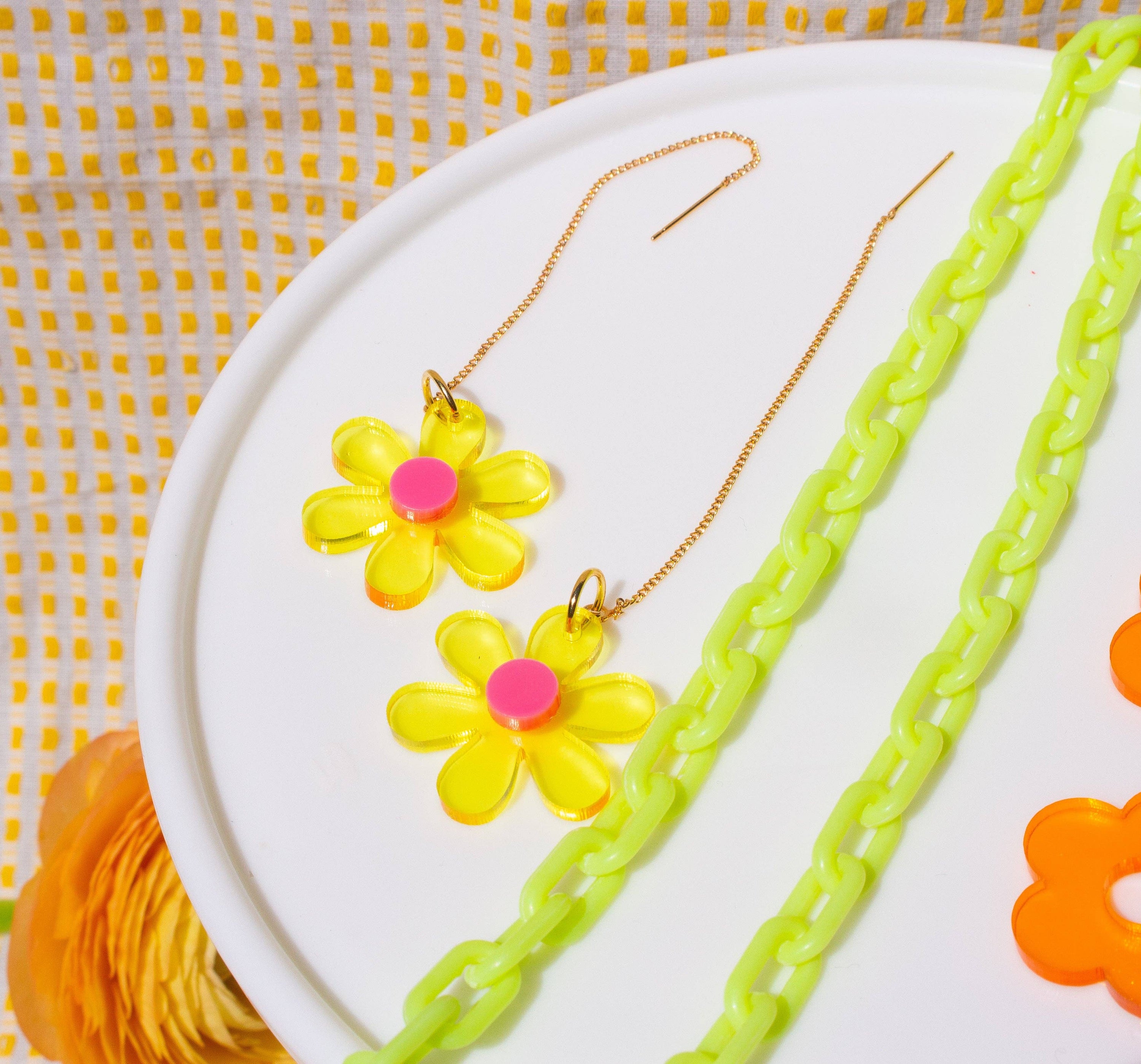 Floral Threader Dainty Spring and Sumer Earrings