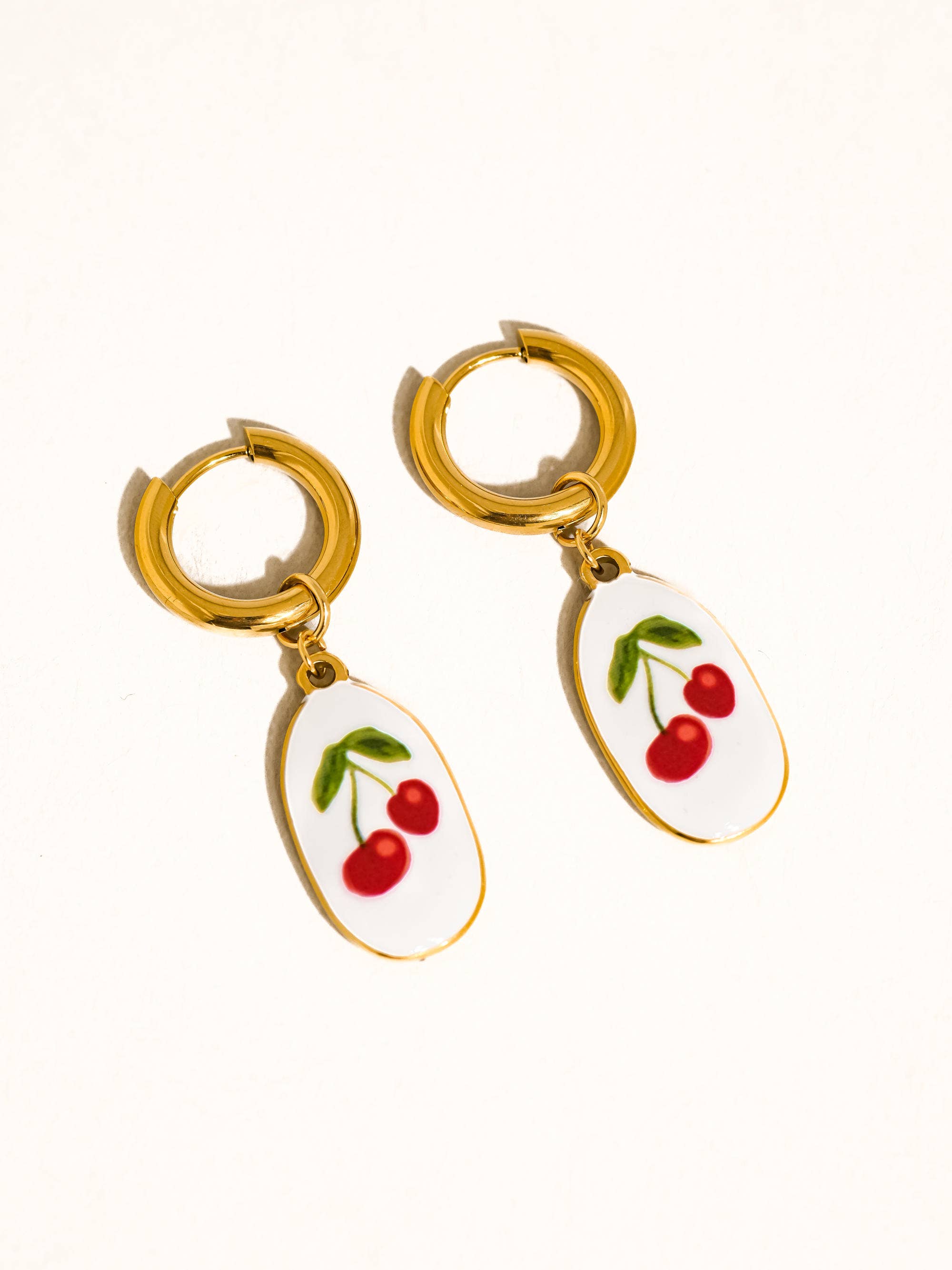 Larmes 18K Gold Non-Tarnish Vintage Cherry Dangle Earring