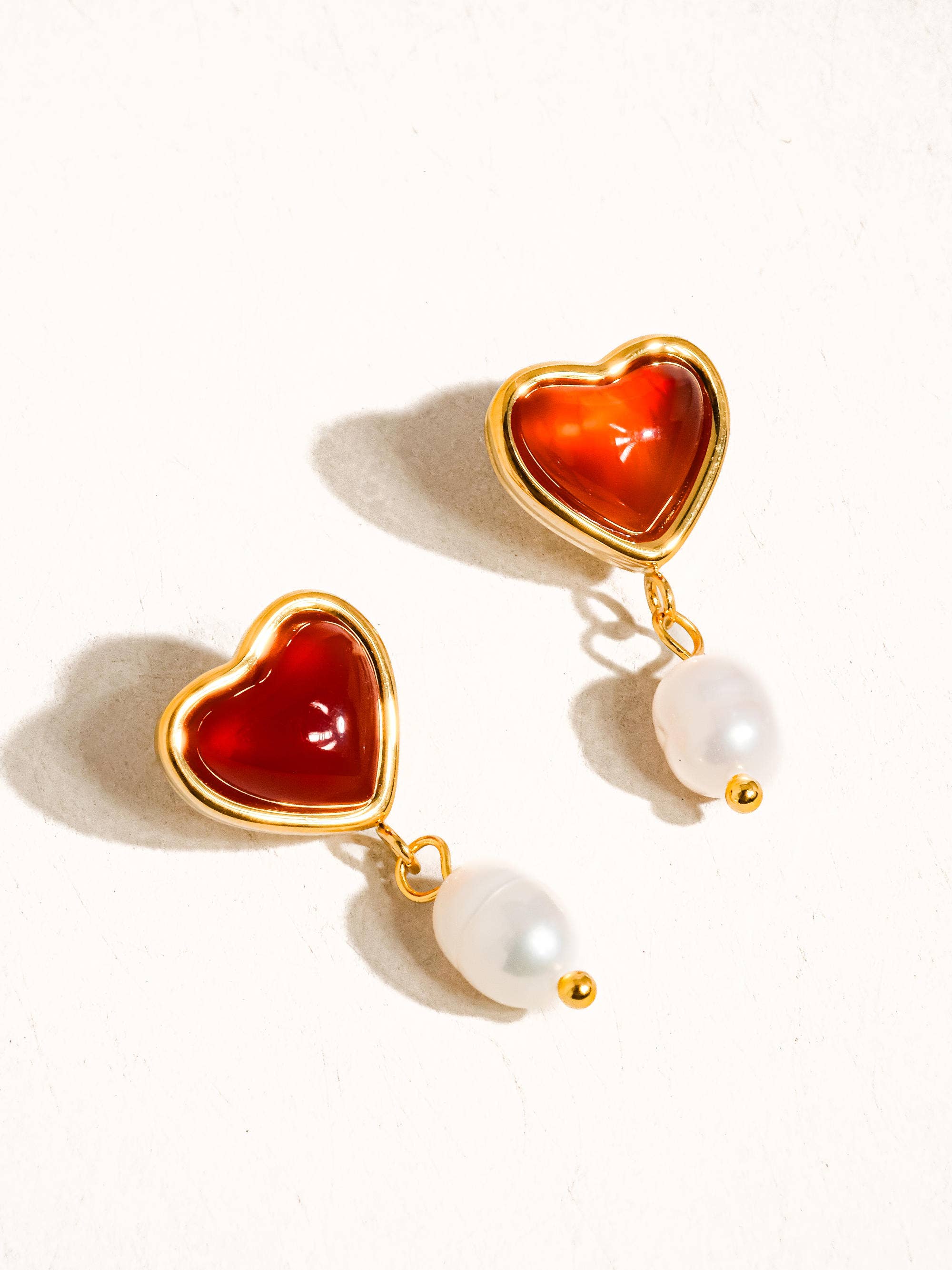 Marlon 18K Gold Non-Tarnish Heart and Pearl Earring