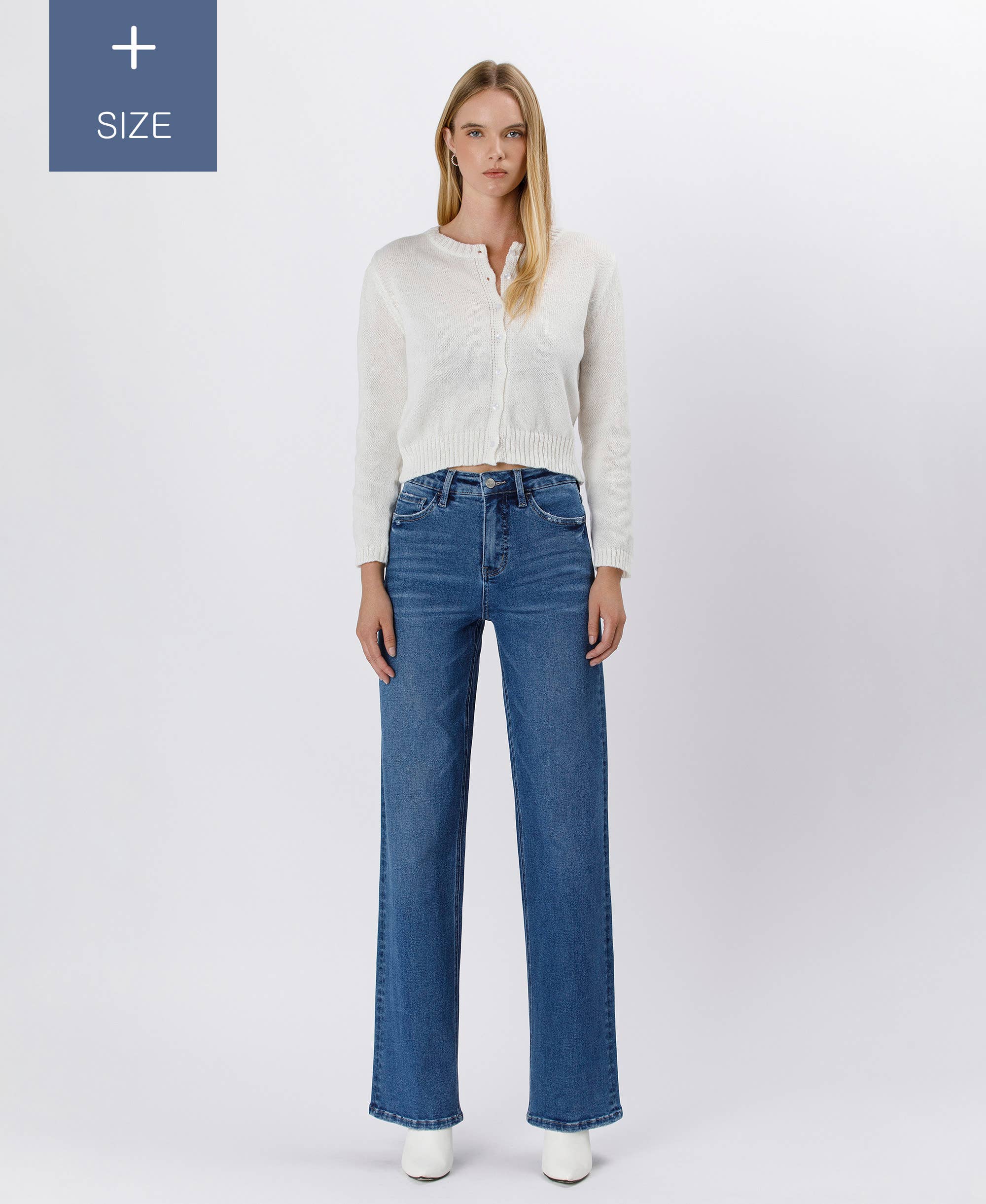 Super High Rise Stretch 90's Wide Leg Jeans (Plus)