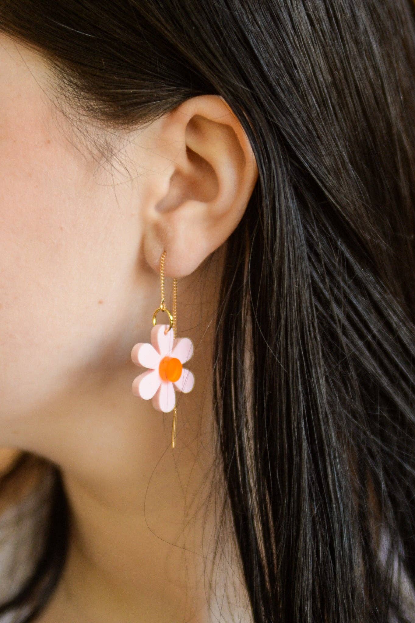 Floral Threader Dainty Spring and Sumer Earrings