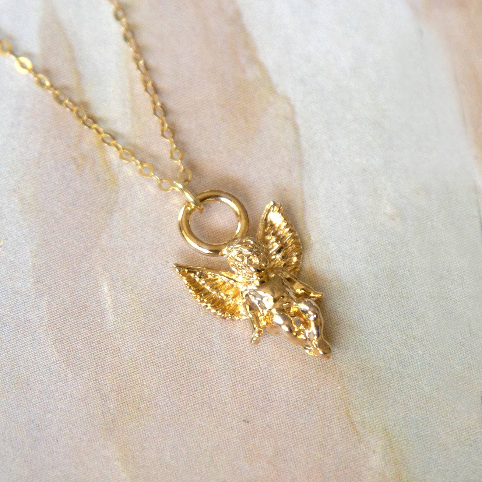 Vintage Gold Cherub Necklace
