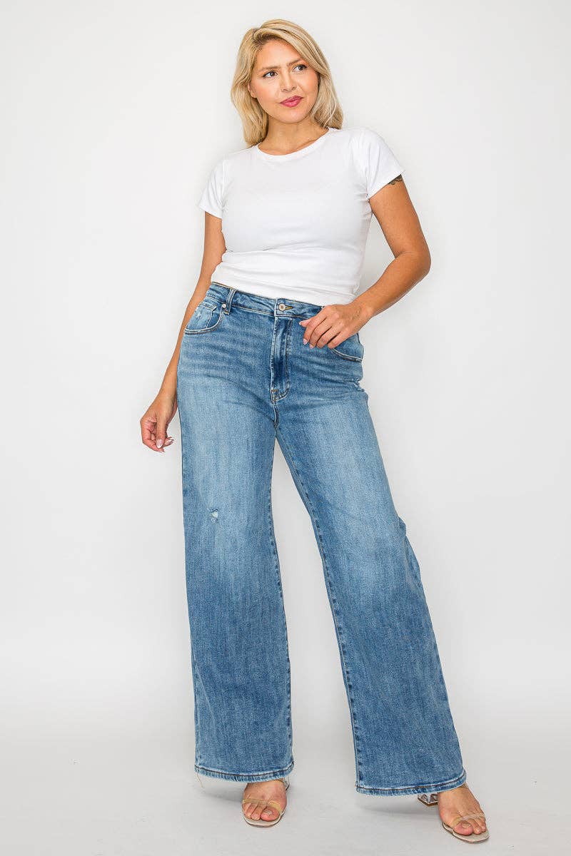 High Rise Wide Leg Jeans (Plus)