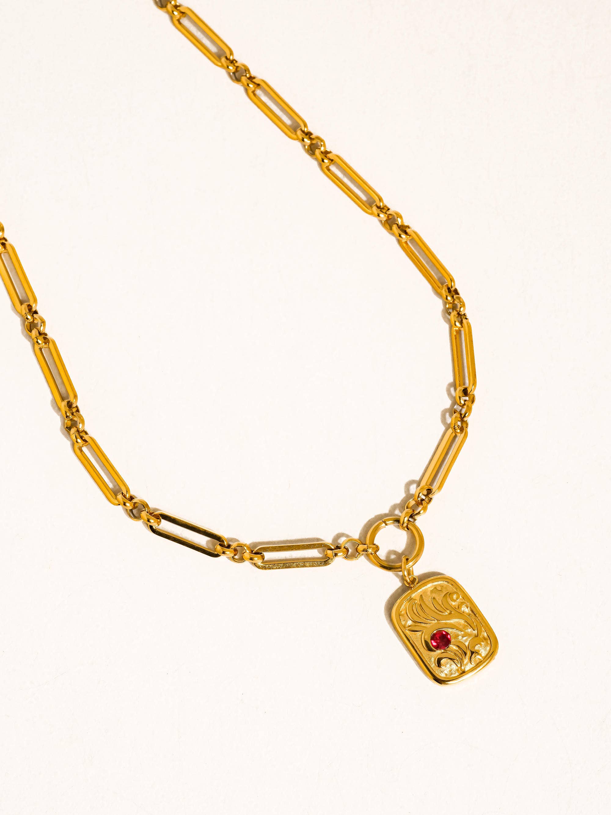 Clarimond 18K Gold Non-Tarnish Rectangle Chain Necklace