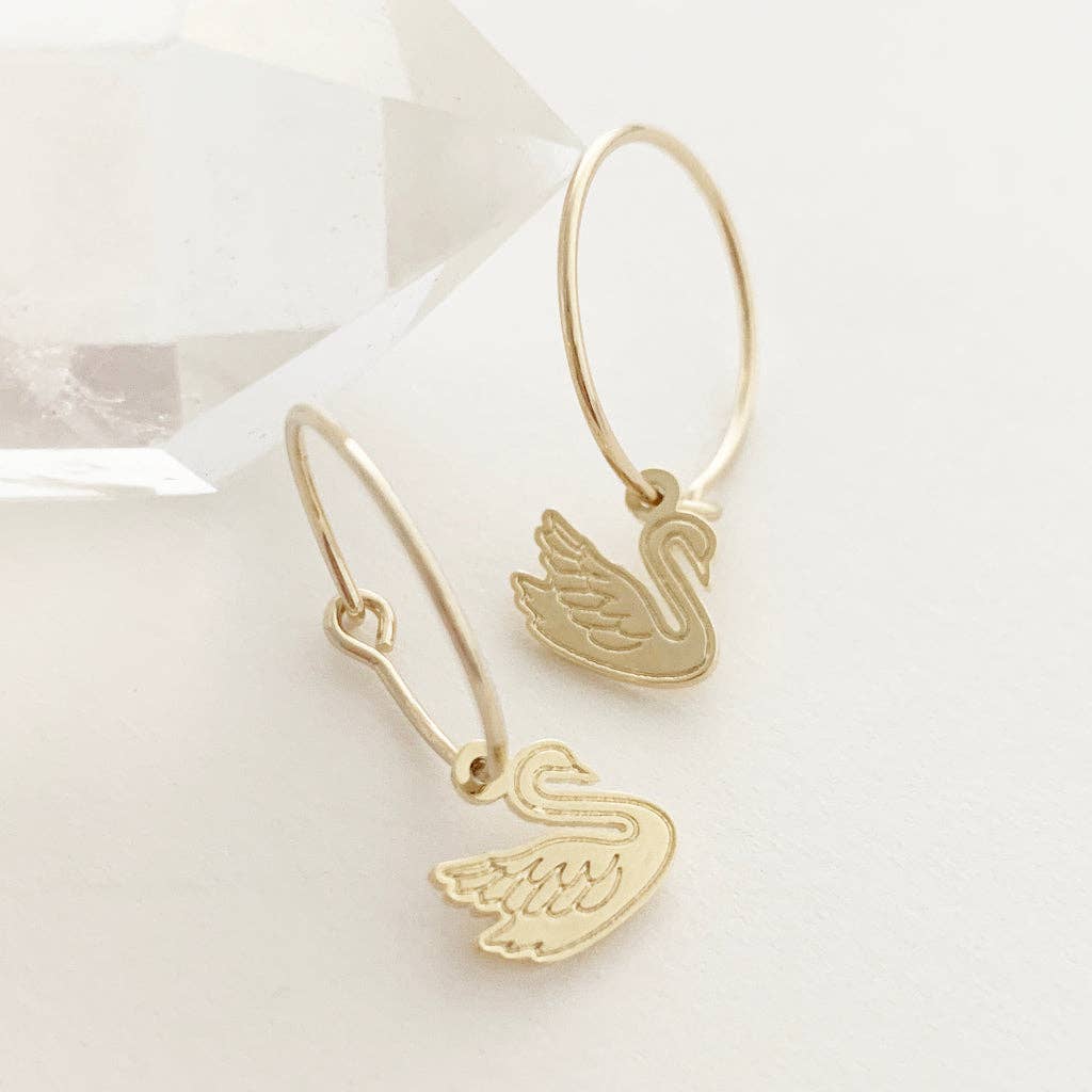 Magic Charm Swan Hoops