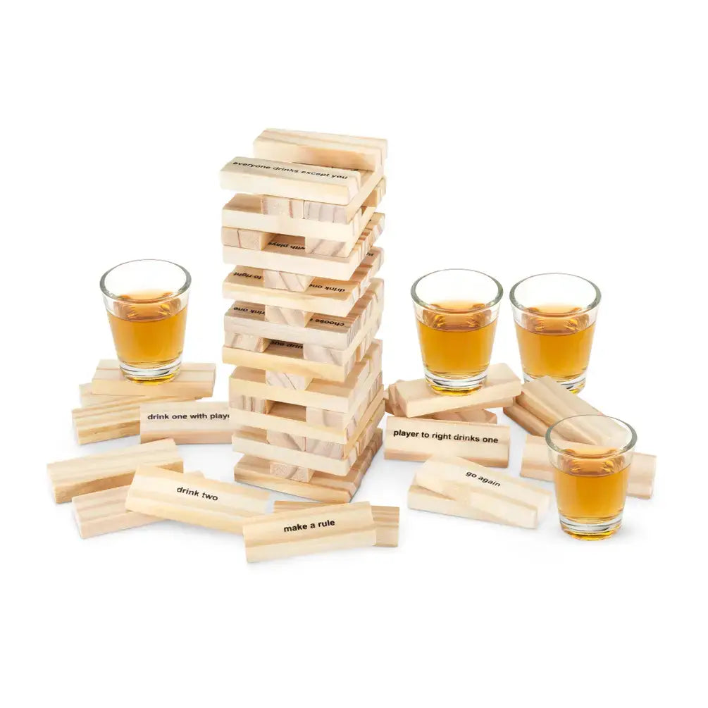 Stack Block Stacking Party Drinking Game w/ Shot Glasses