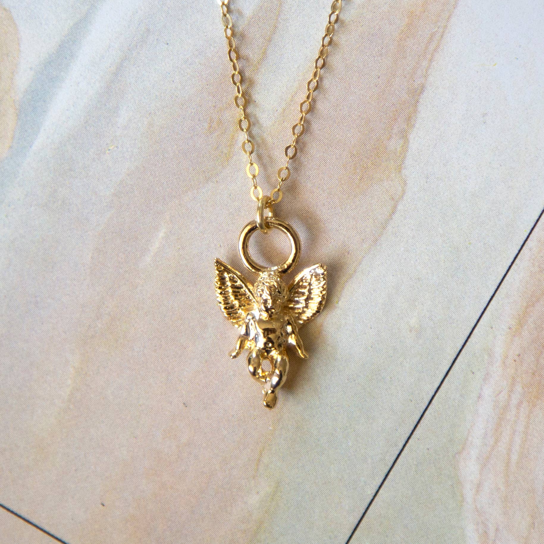 Vintage Gold Cherub Necklace