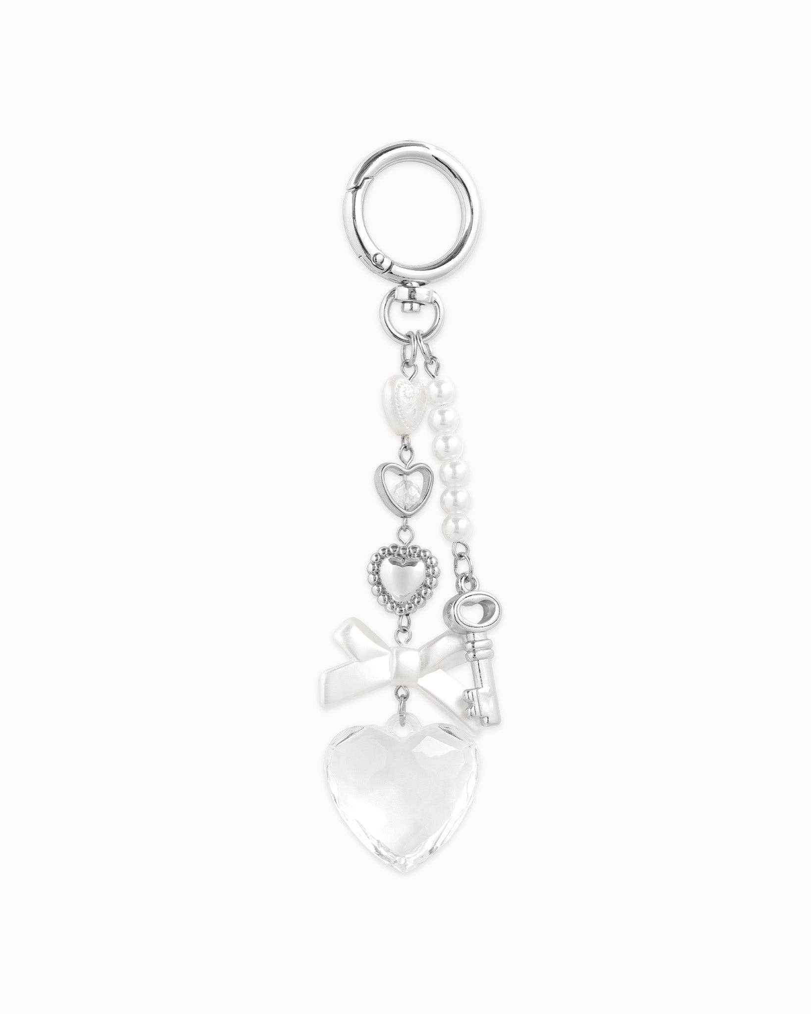 Romantic Heart Coquette Pearl Key Bag Charm