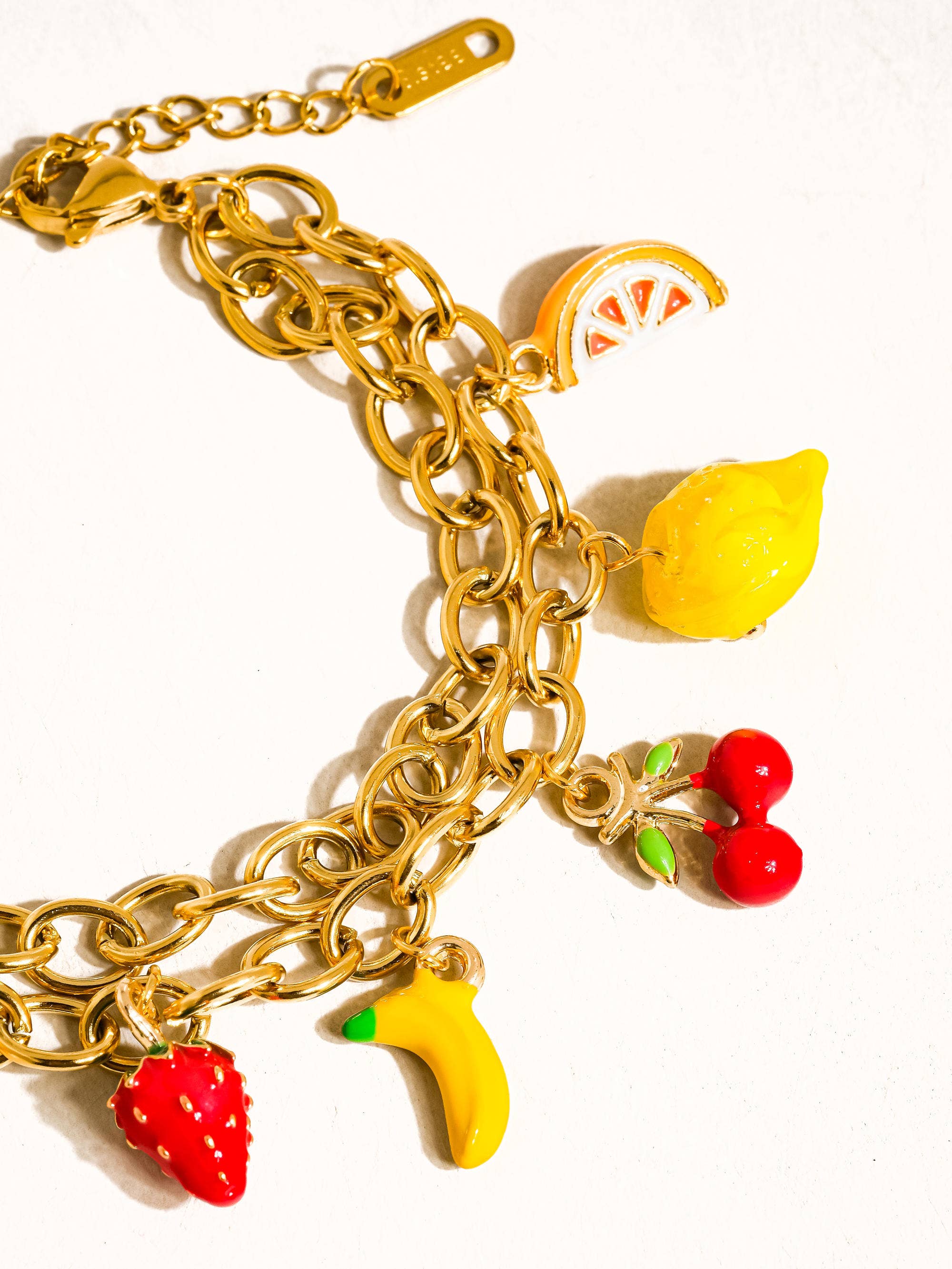 Fruity 18K Gold Non-Tarnish Fruit Charm Bracelet