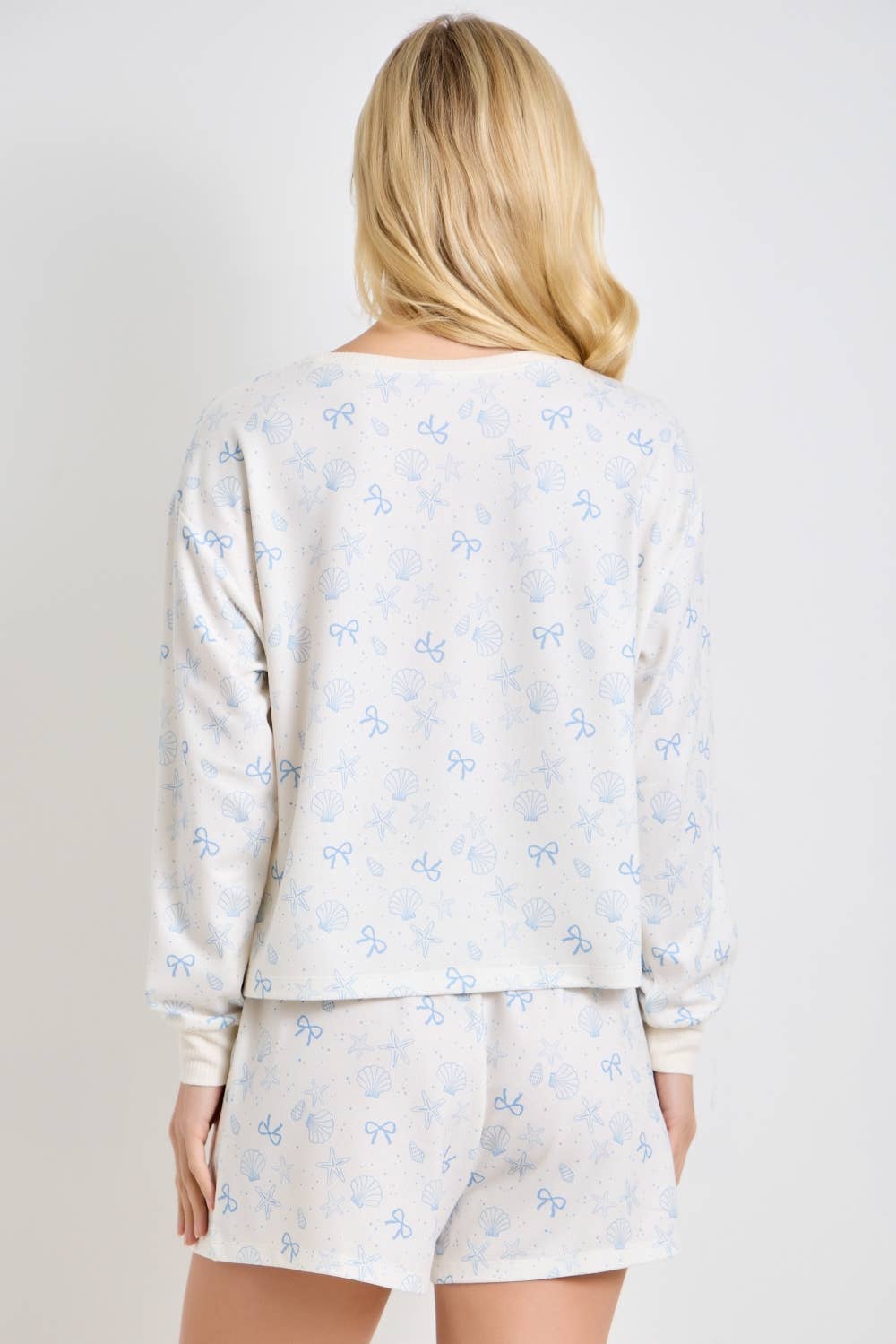 Shell & Bow Print Long Sleeve Top (Plus)
