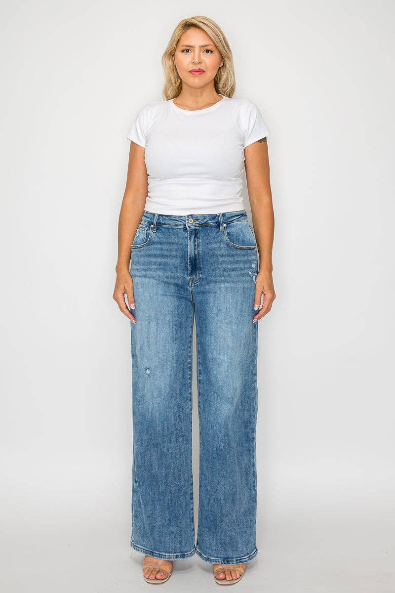 High Rise Wide Leg Jeans (Plus)