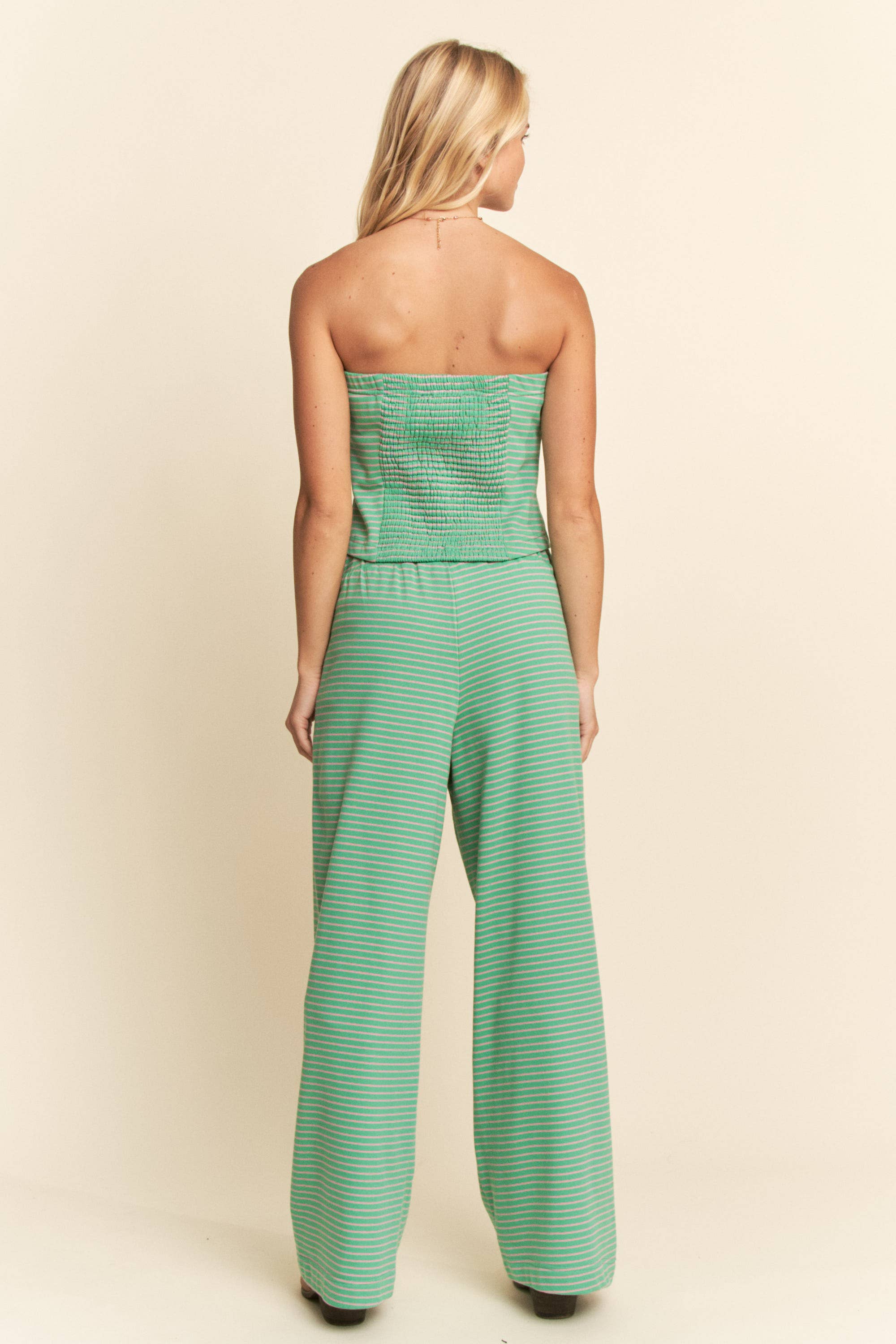 Green And Pink Stripe Loungewear Bottoms (Plus)