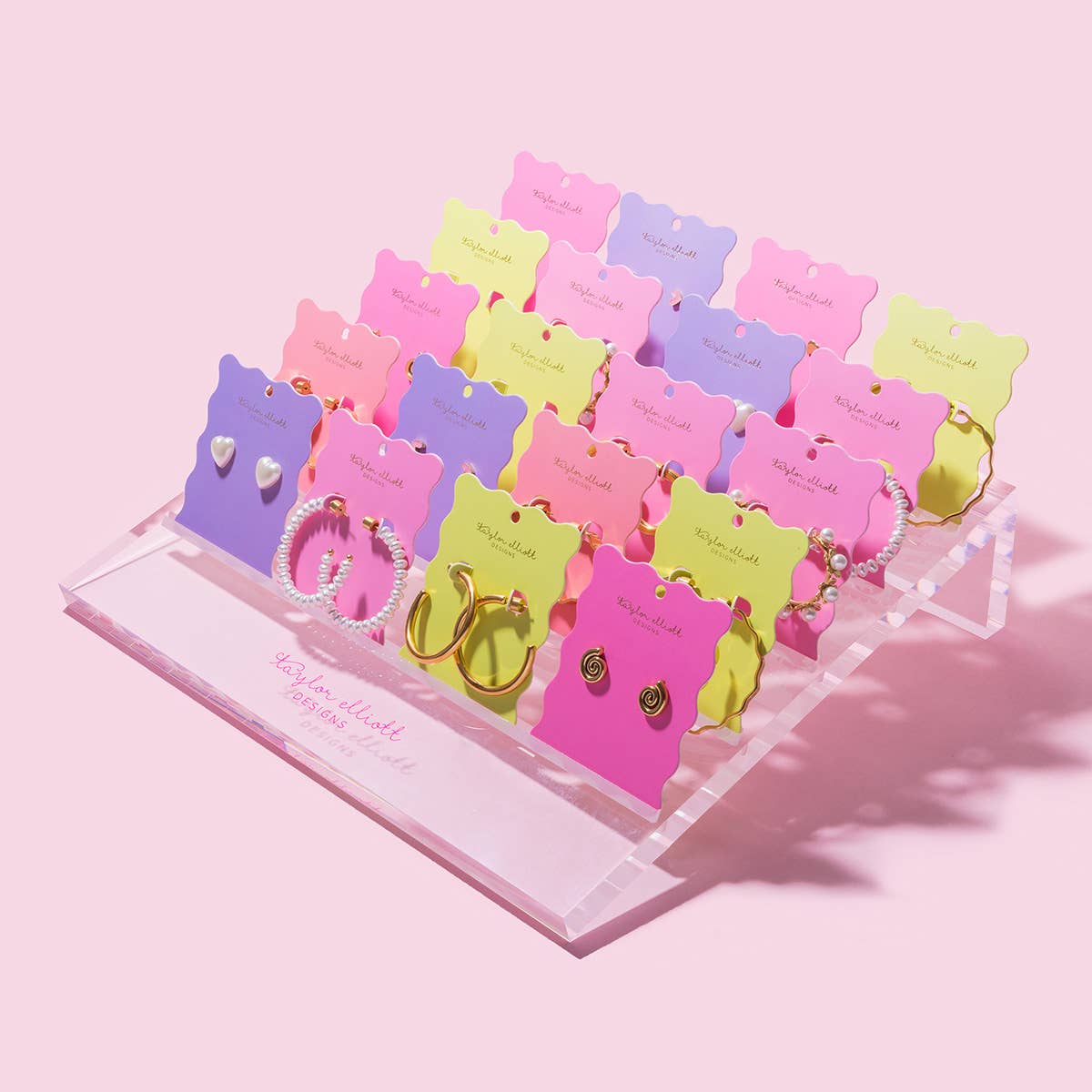 Hoop Earrings - Medium - Gold-Plated w/Colorful Gems - Elise