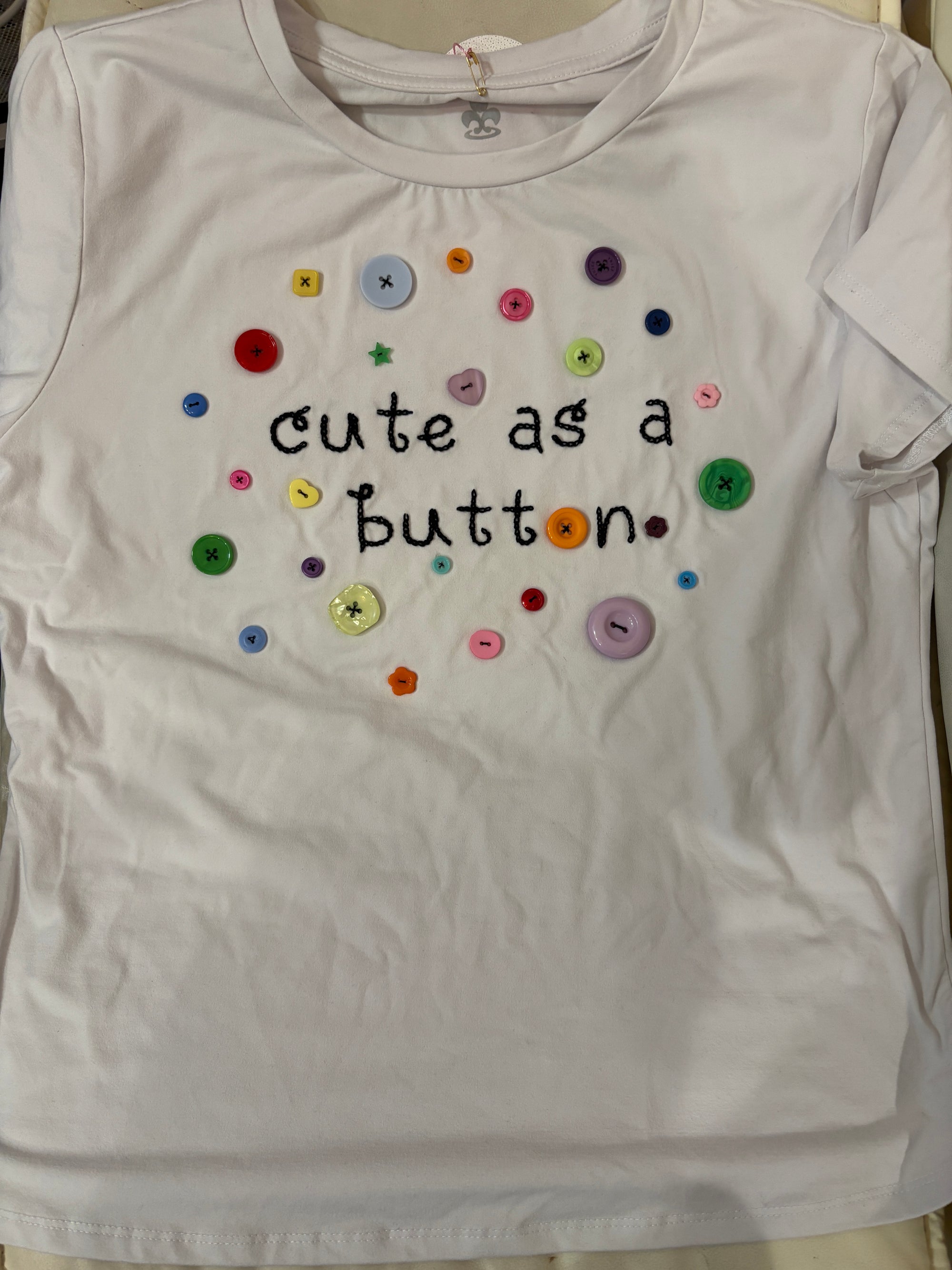 "Cute As A Button" Embellished Baby Tee *handmade*
