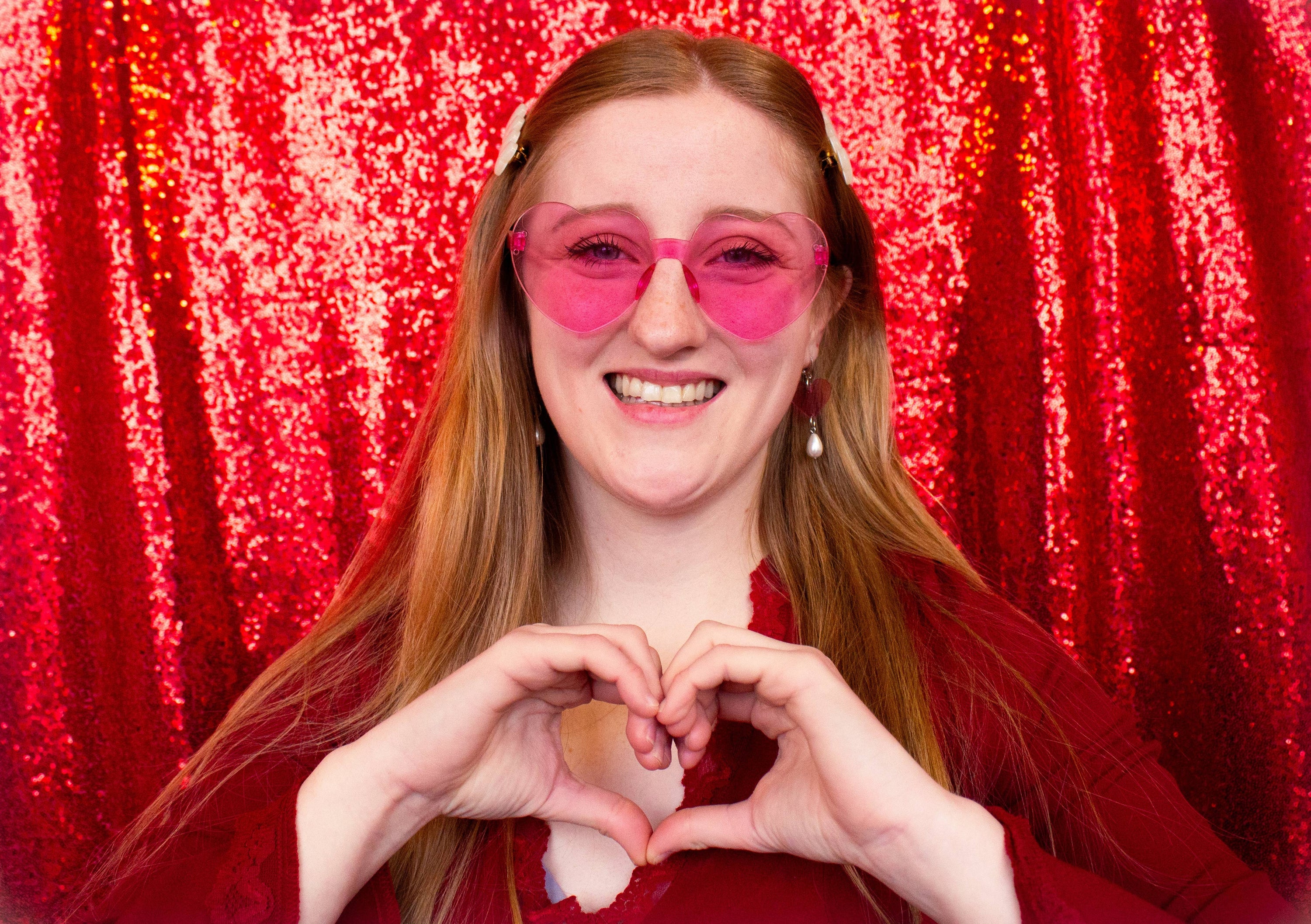 Acrylic Heart Pearl Drop Earrings