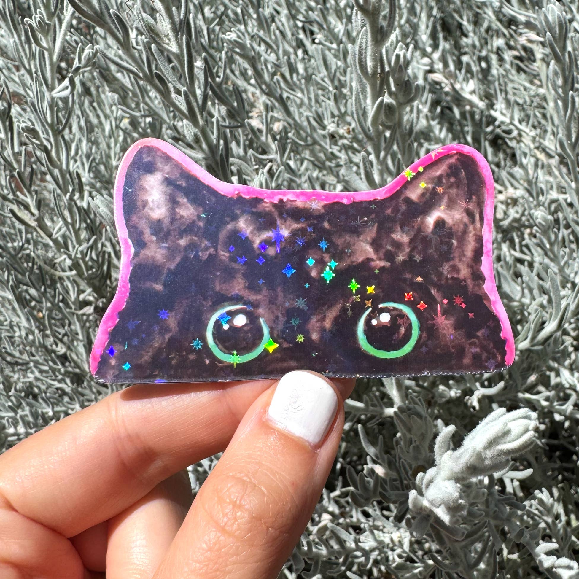 Cosmic Peek-a-Boo Kitty Sticker