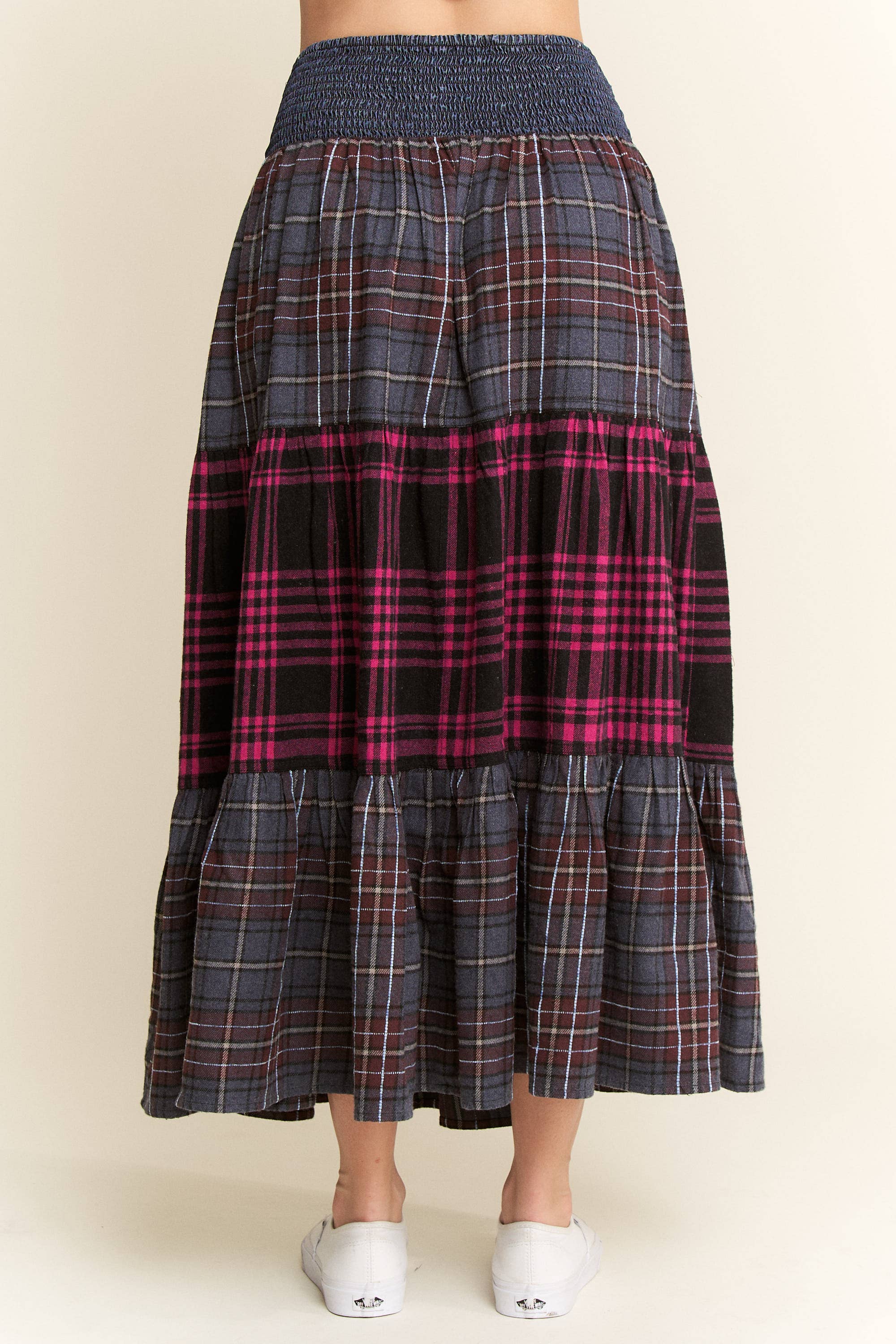 PLAID TIERED SKIRT