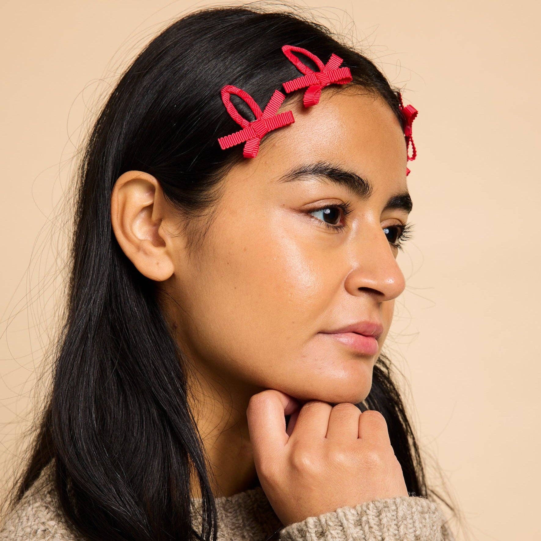 Bow Snap Clips in Cherry