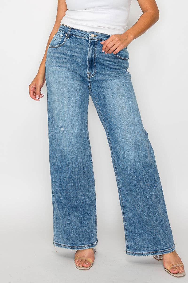 High Rise Wide Leg Jeans (Plus)
