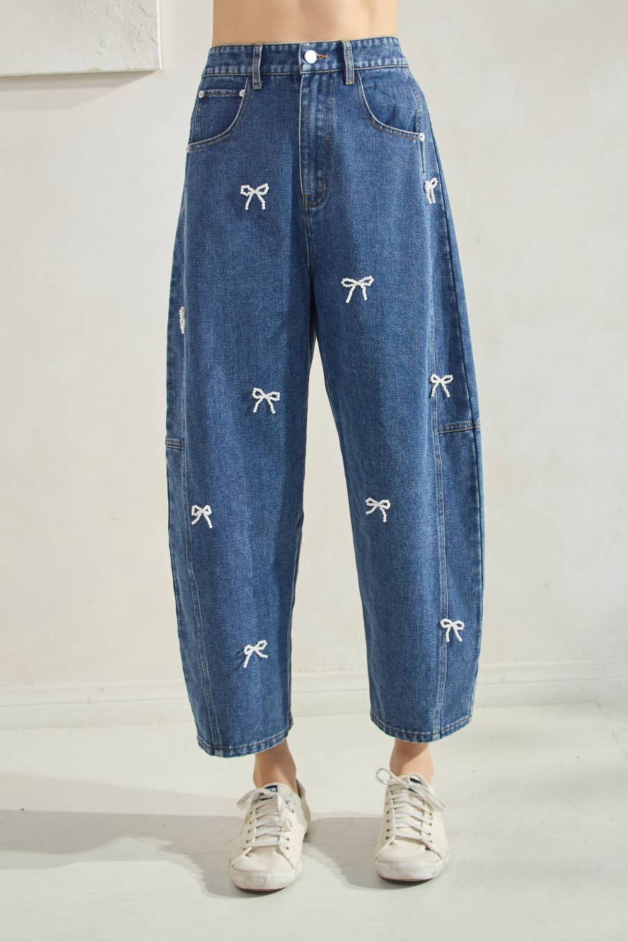 Washed Denim Mom Jean Pants (Plus)
