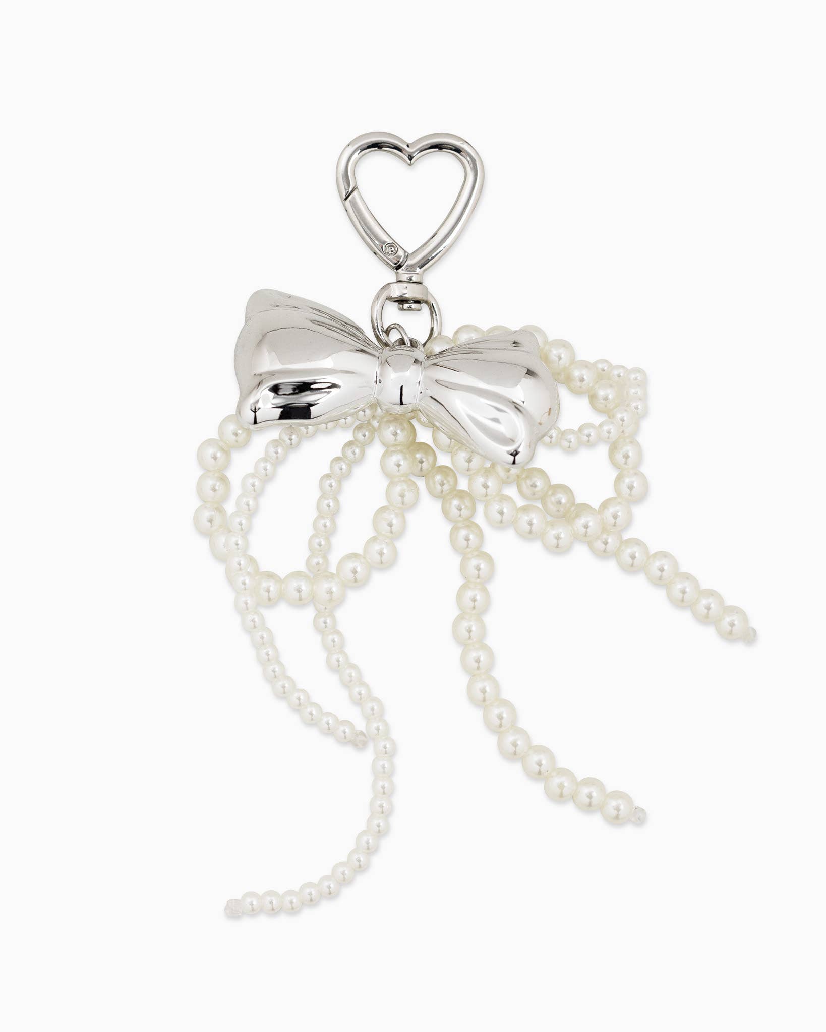 Chunky Pearl Double Bow Bag Charm Keychain