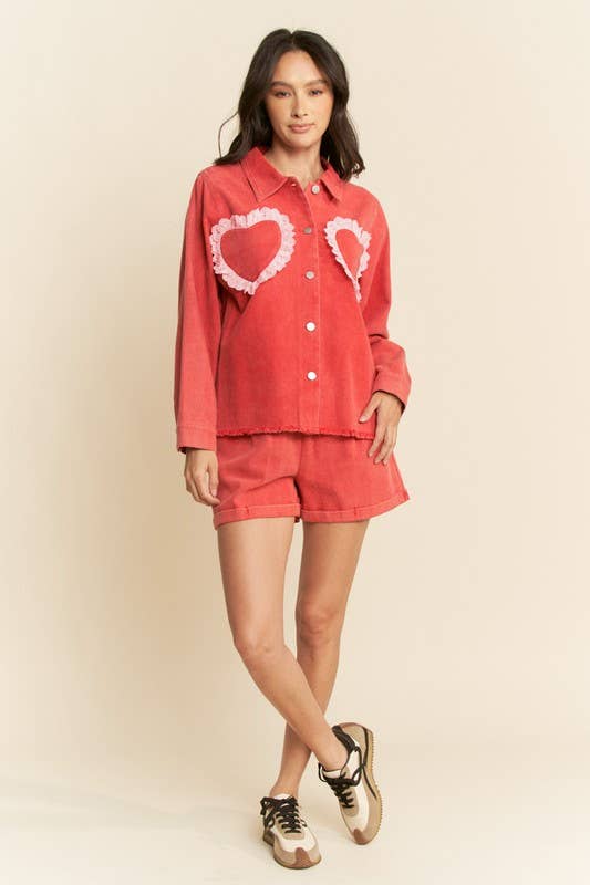 Heart Pocket Elastic Waist Shorts (Plus)