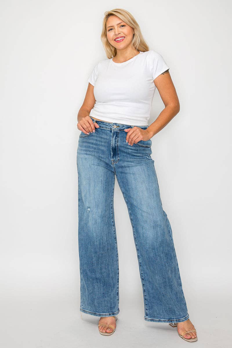 High Rise Wide Leg Jeans (Plus)