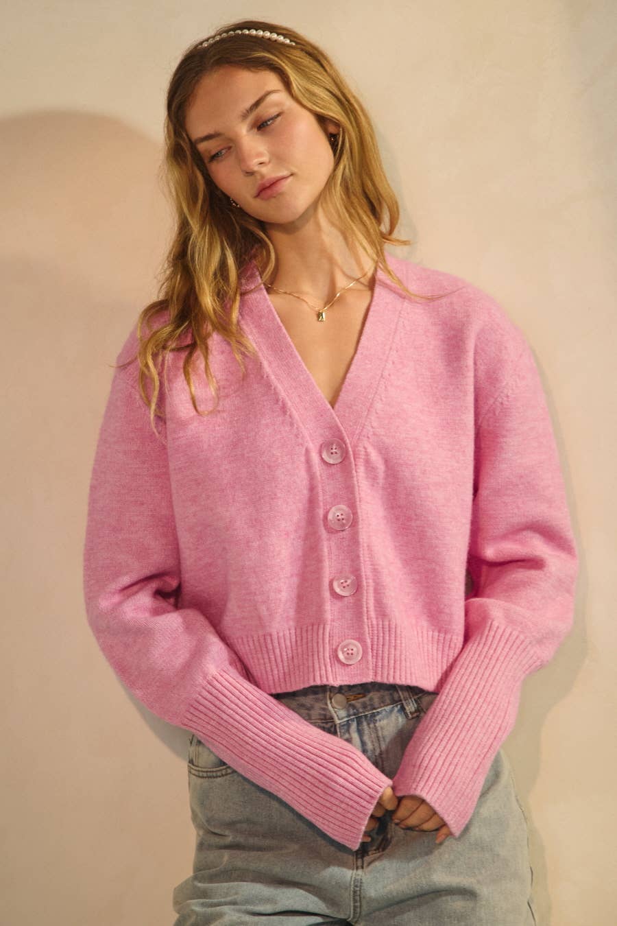 Soft Cropped Button-front Cardigan