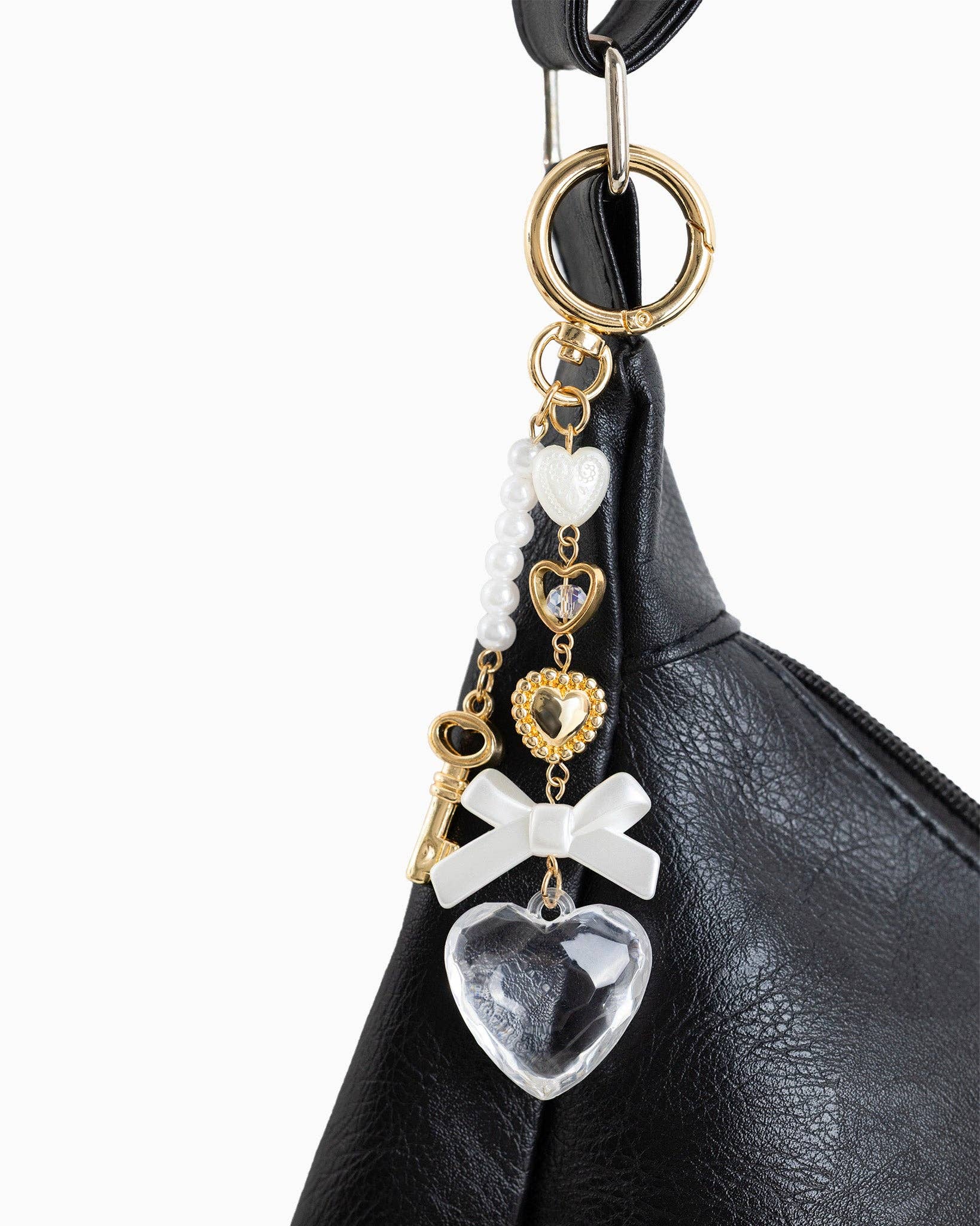 Romantic Heart Coquette Pearl Key Bag Charm